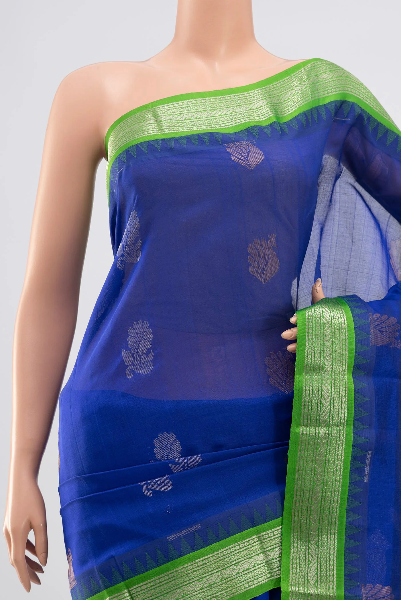 Royal Blue Silk Cotton Saree - Image 2