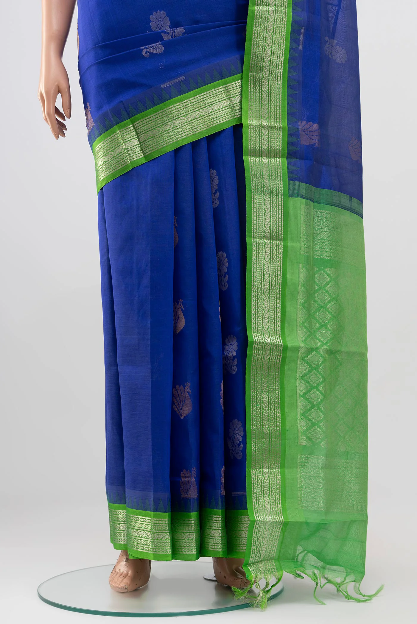 Royal Blue Silk Cotton Saree - Image 3