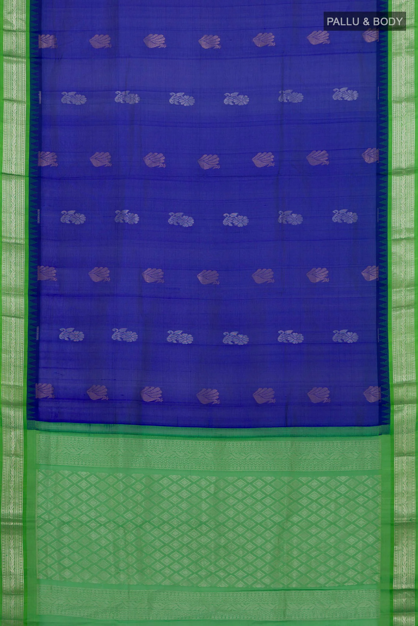 Royal Blue Silk Cotton Saree - Image 5