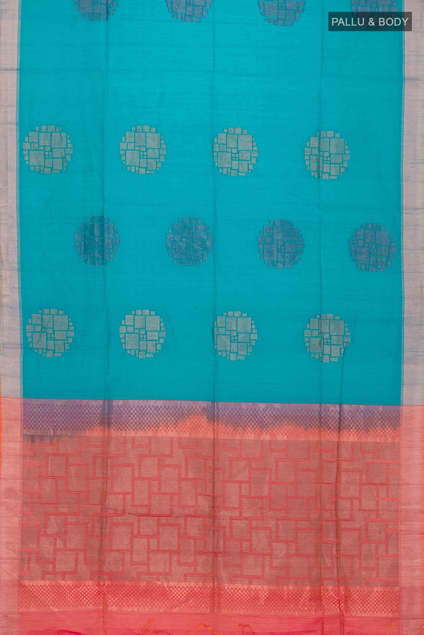 Blue Silk Cotton Saree - Image 2