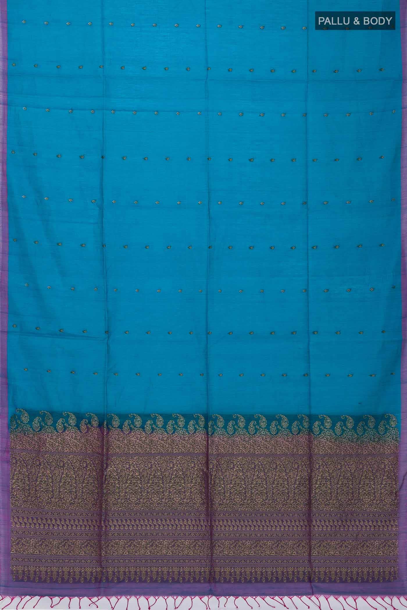 Blue Silk Cotton Saree - Image 2