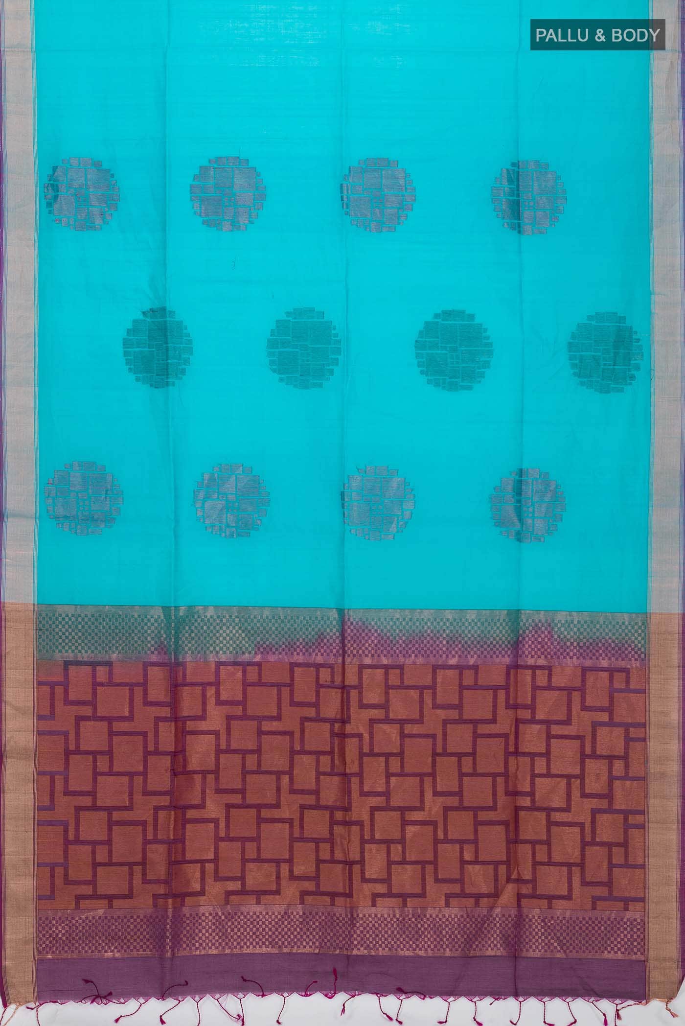 Blue Silk Cotton Saree - Image 2