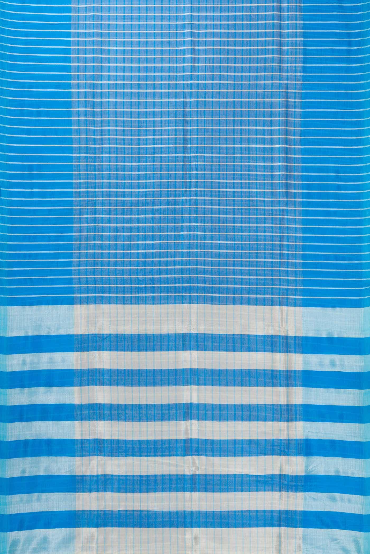 Blue Silk Cotton Saree - Image 2