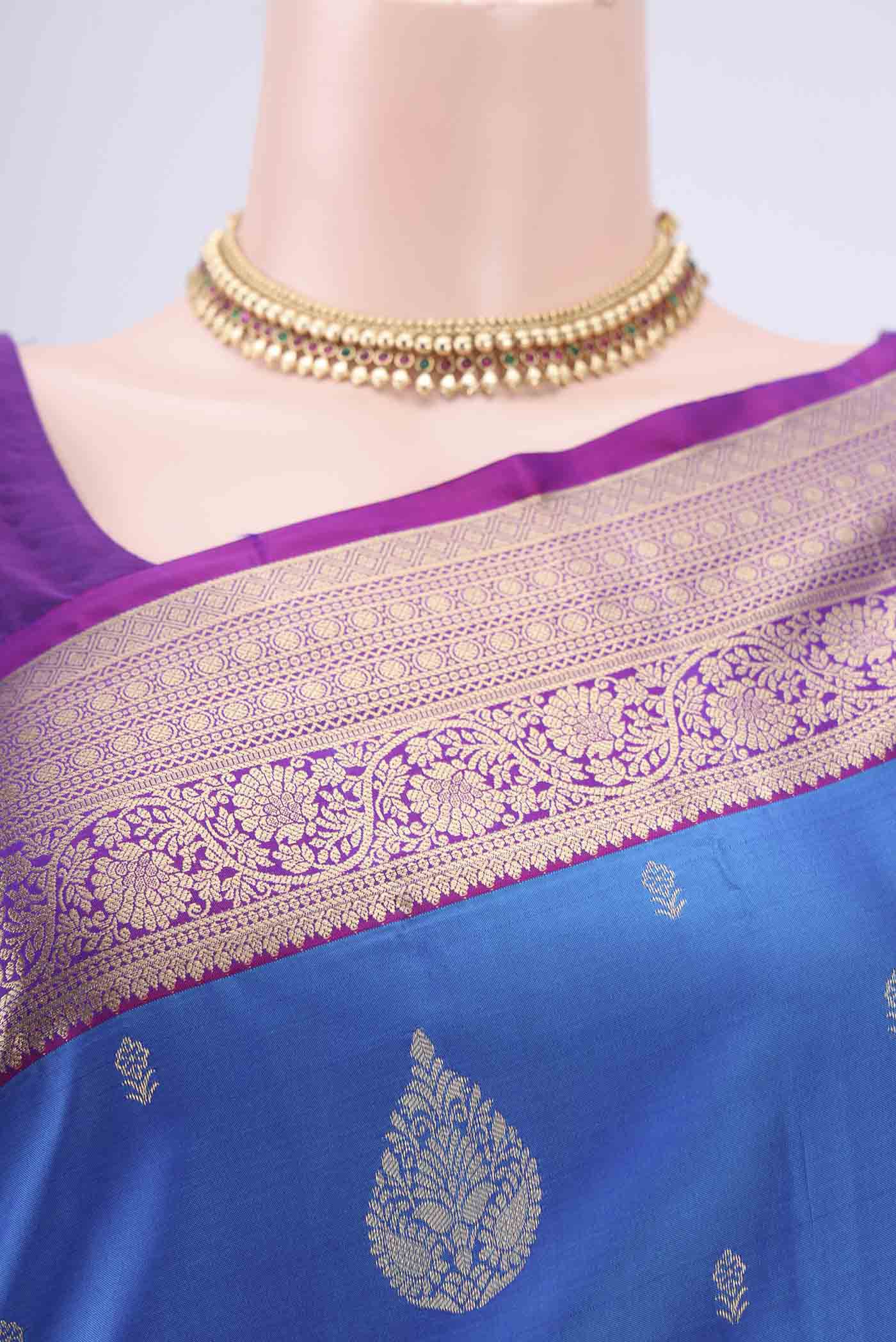 Blue Soft Silk Saree - Image 2