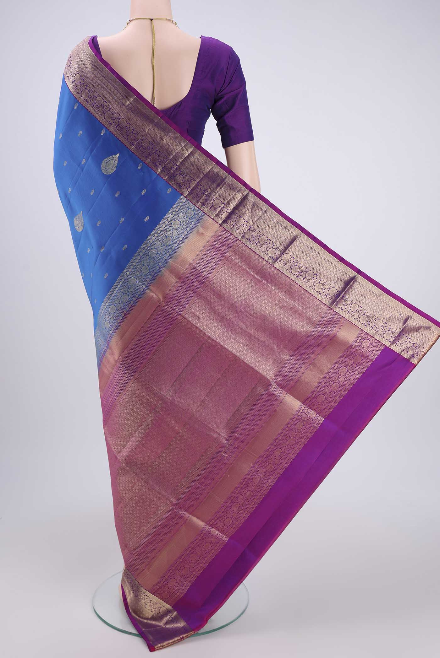 Blue Soft Silk Saree - Image 3