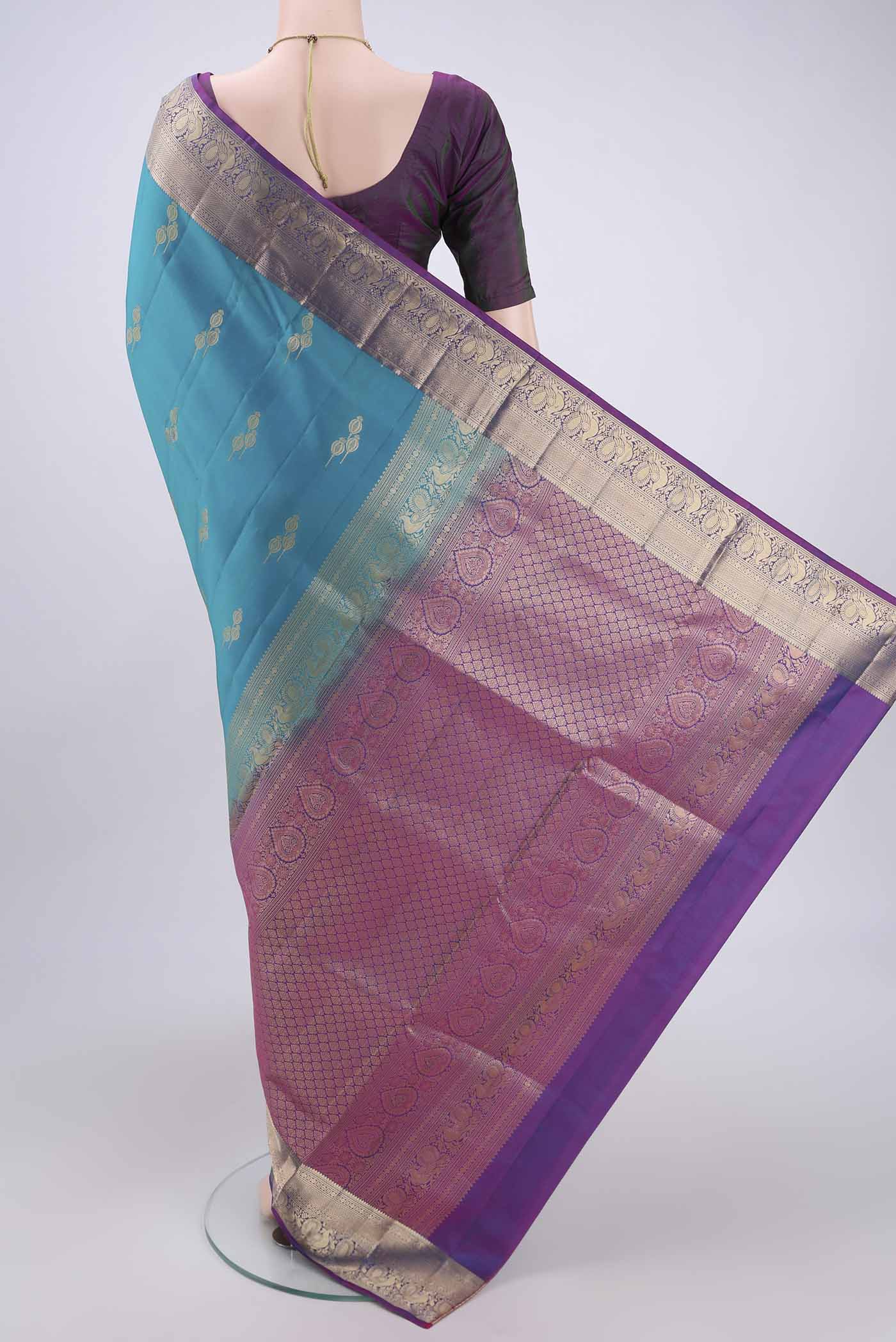Blue Soft Silk Saree - Image 3