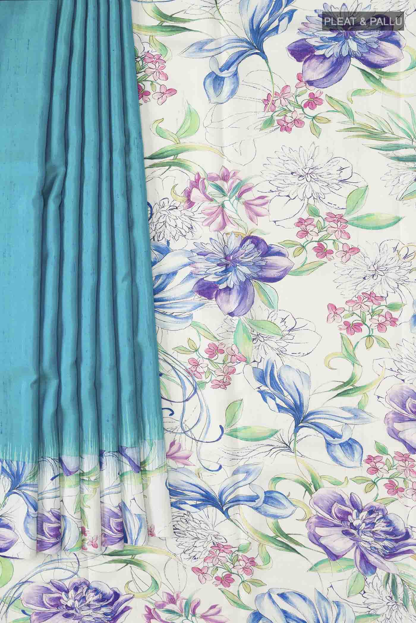 Blue Soft Silk Saree - Image 4