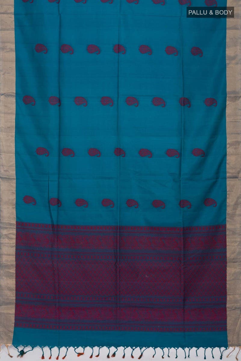 Blue Soft Silk Saree - Image 2