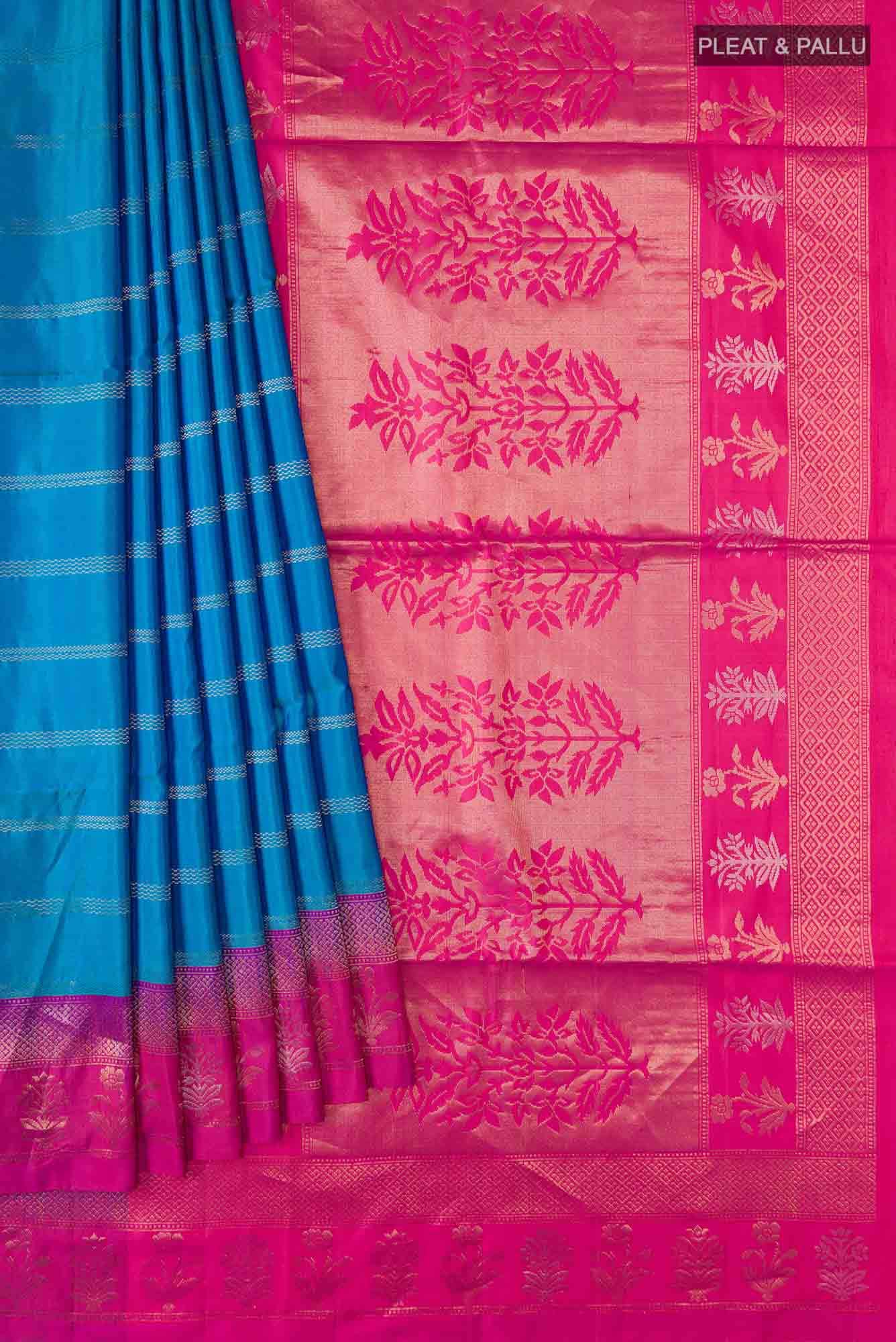 Blue Soft Silk Saree - Image 2