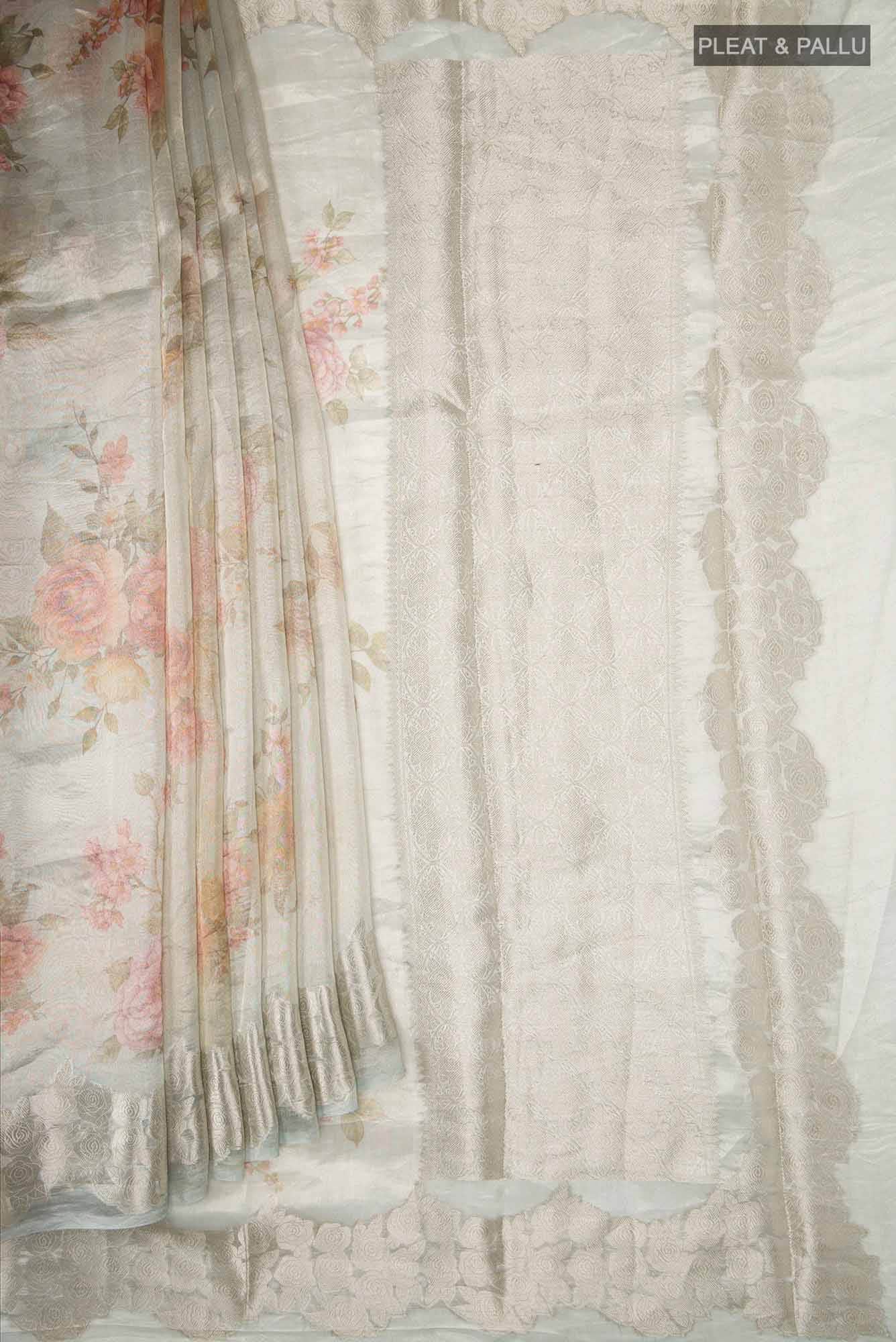 Blue Tissue Silk Saree - Image 7