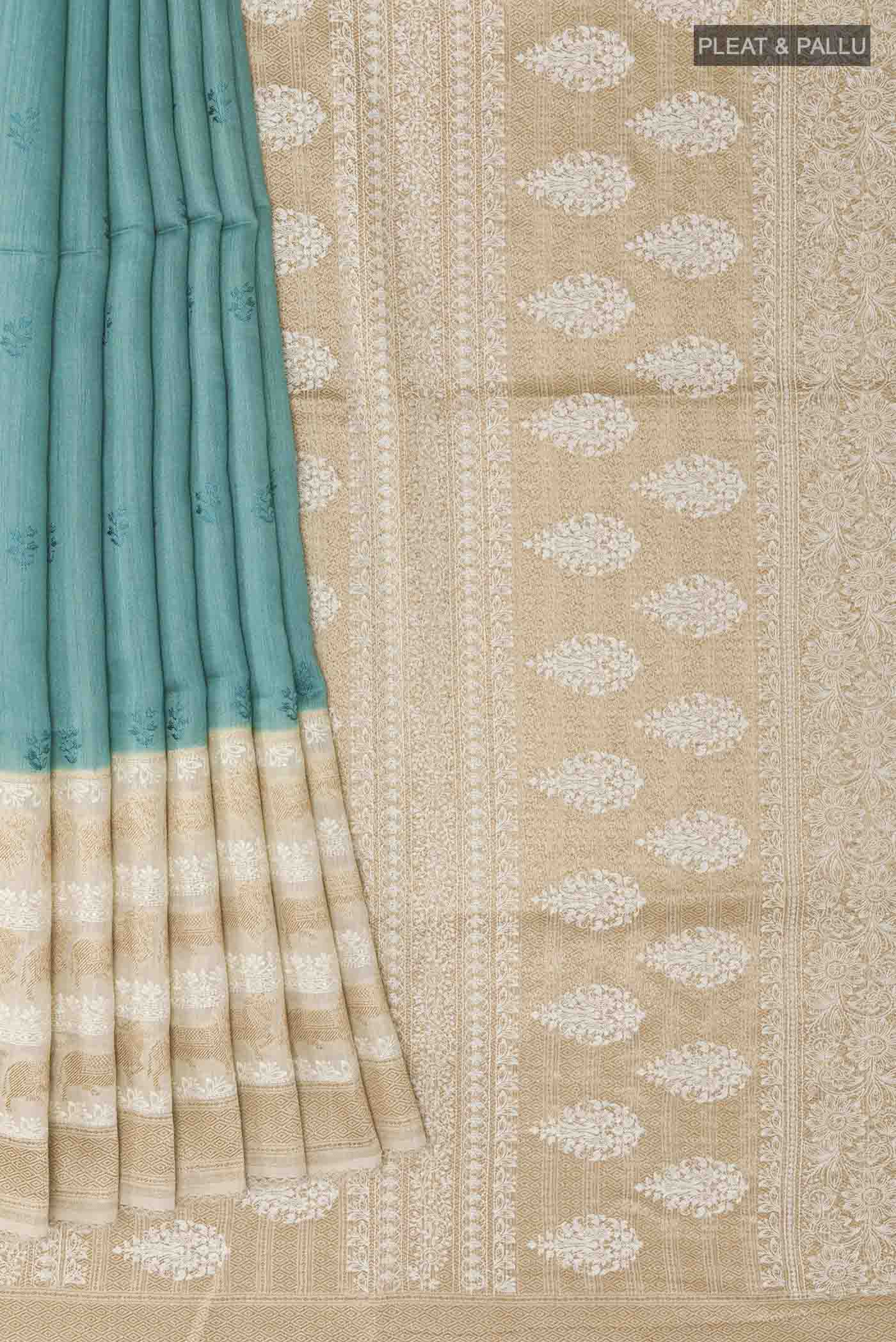 Blue Tussar Saree - Image 4