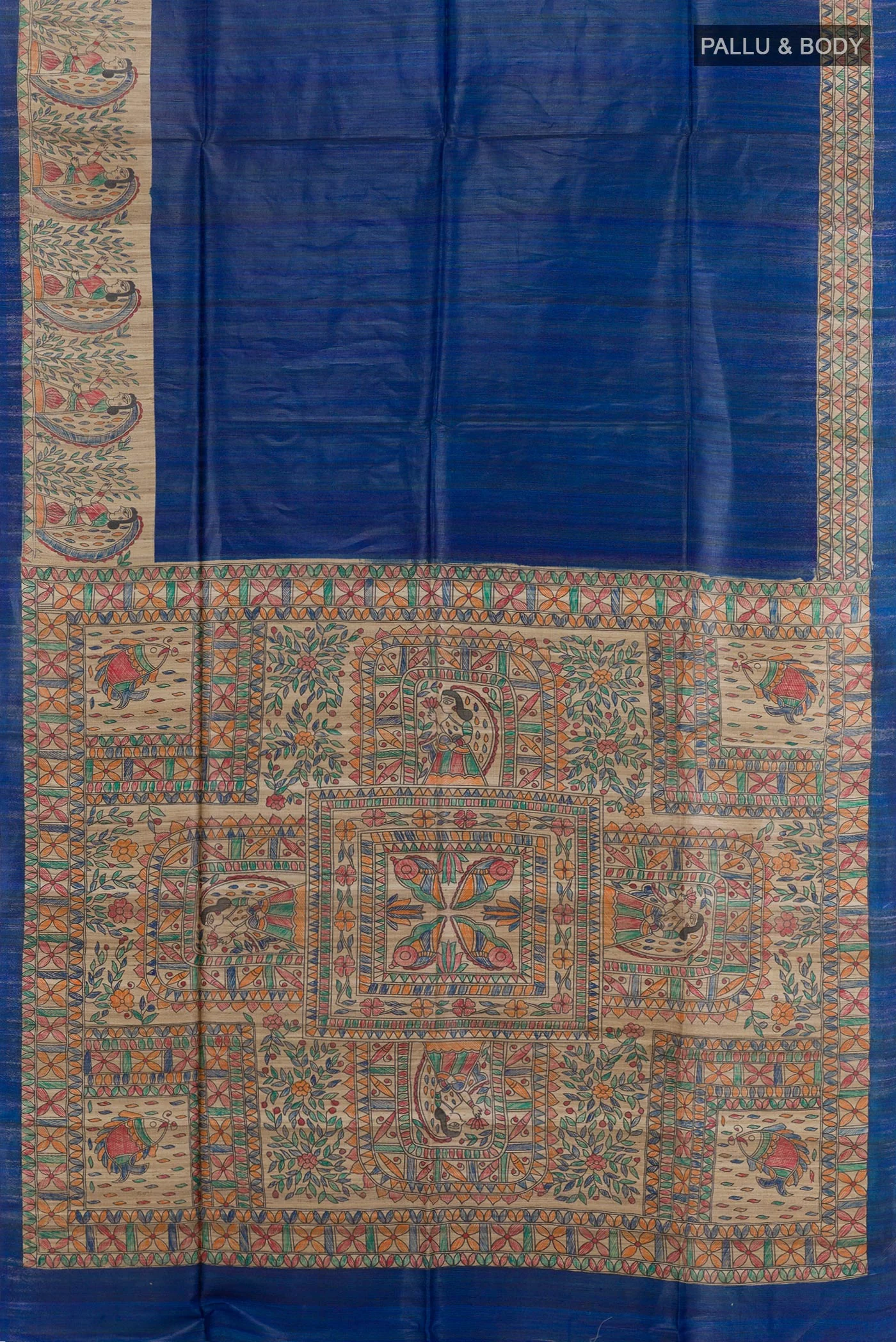 Blue Tussar Silk Saree - Image 3