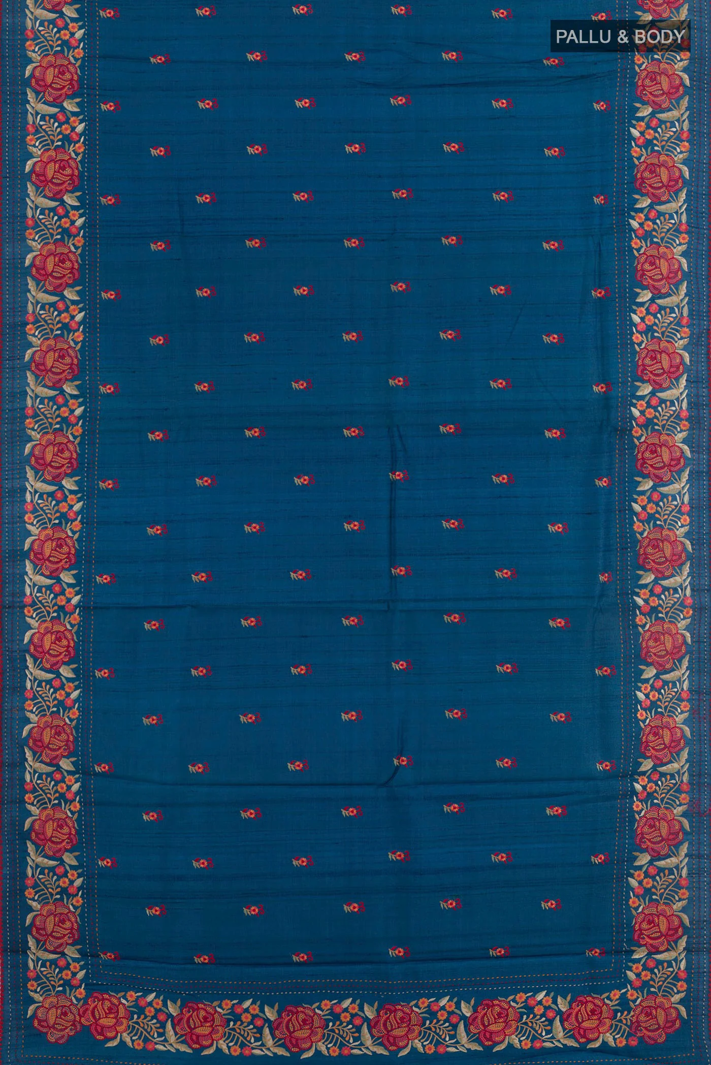 Blue Tussar Silk Saree - Image 3