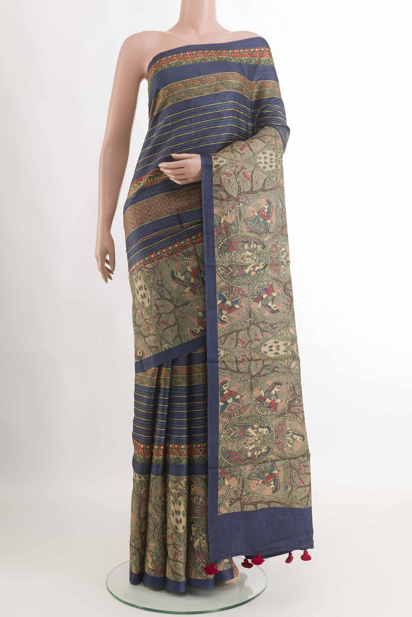 Blue Tussar Saree