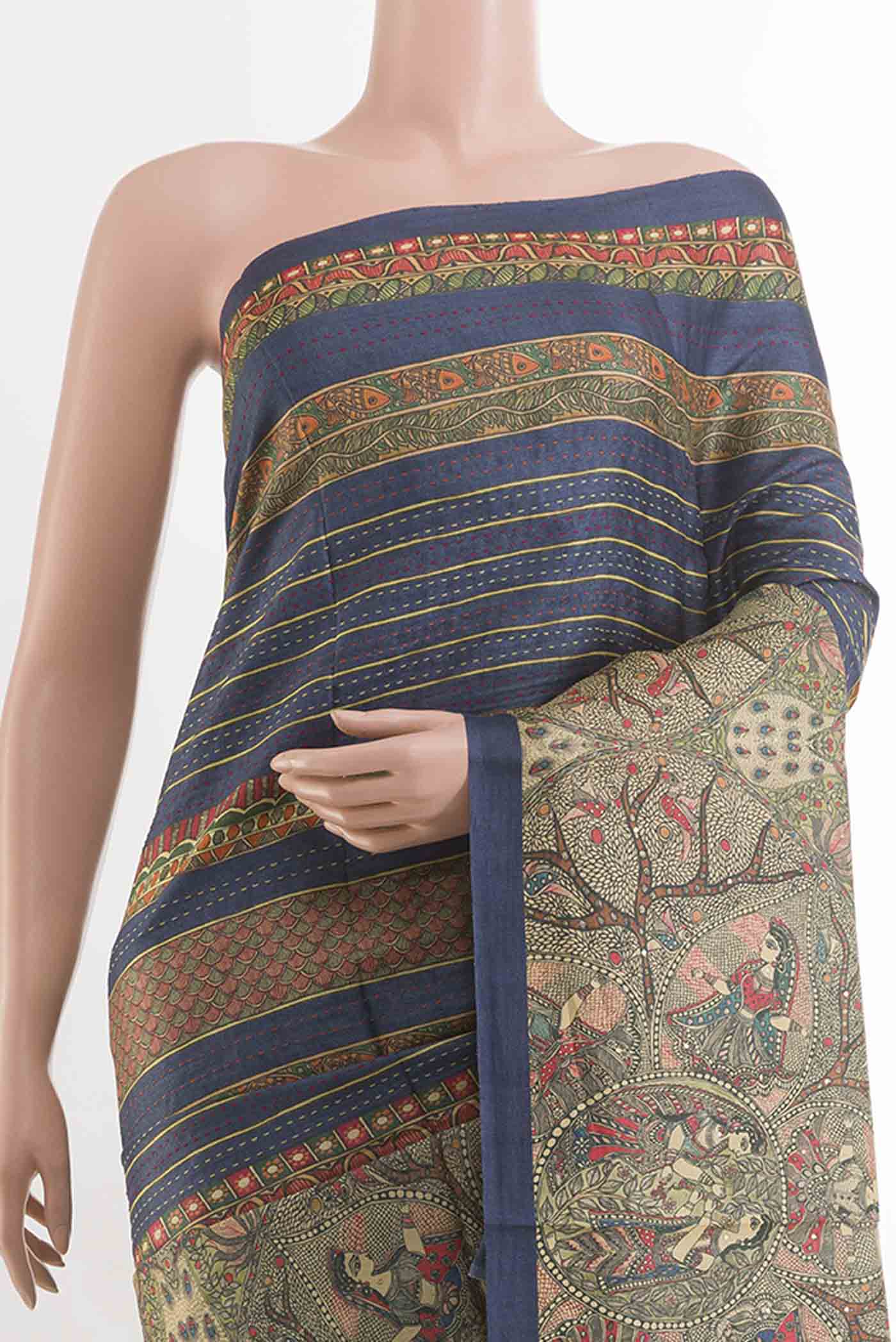 Blue Tussar Saree - Image 2