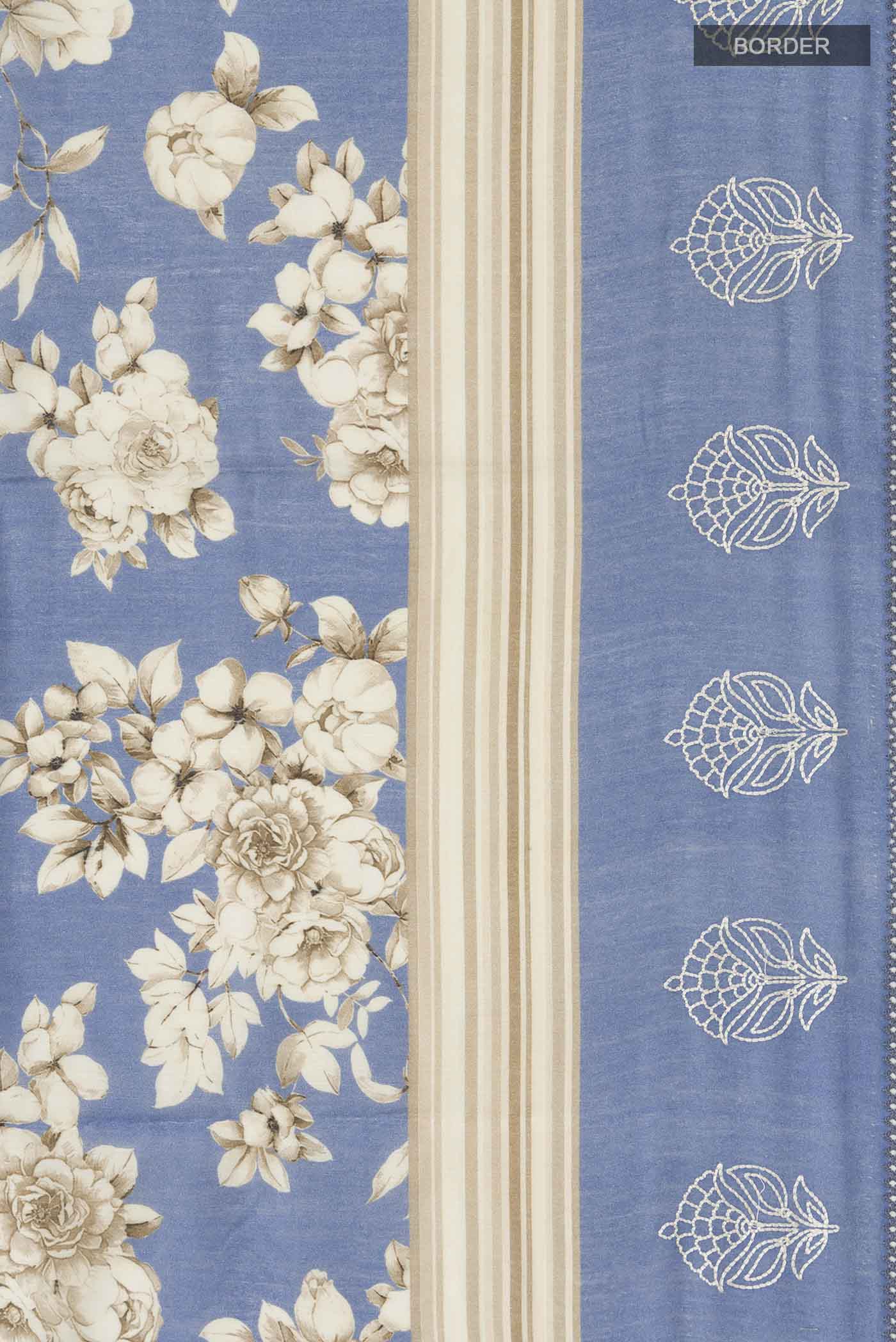 Blue Tussar Silk Saree - Image 3