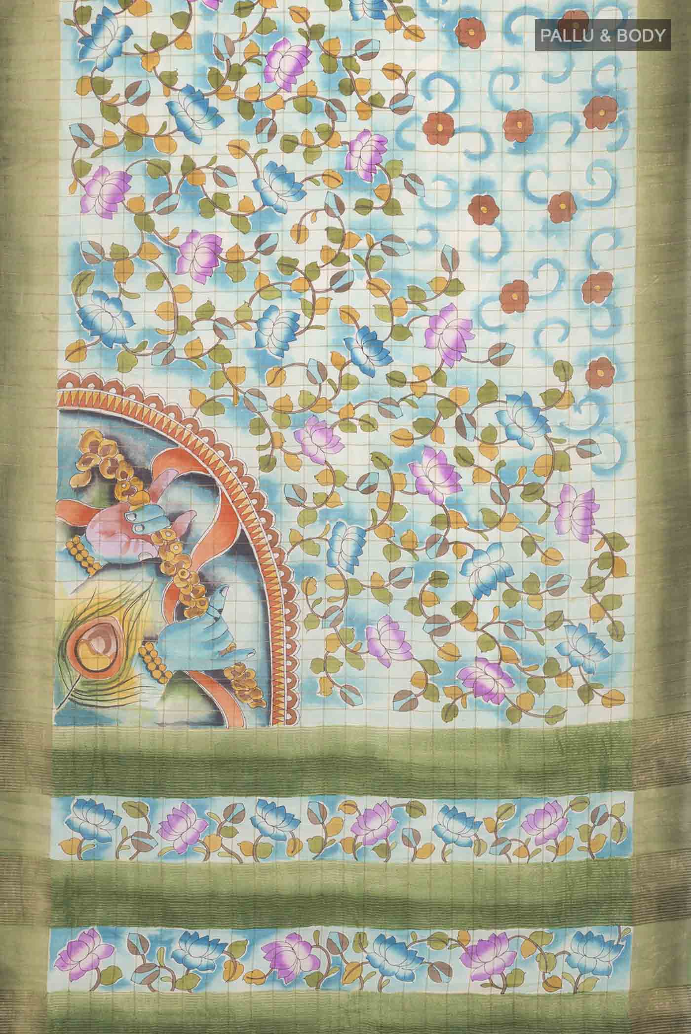 Blue Tussar Silk Saree - Image 5
