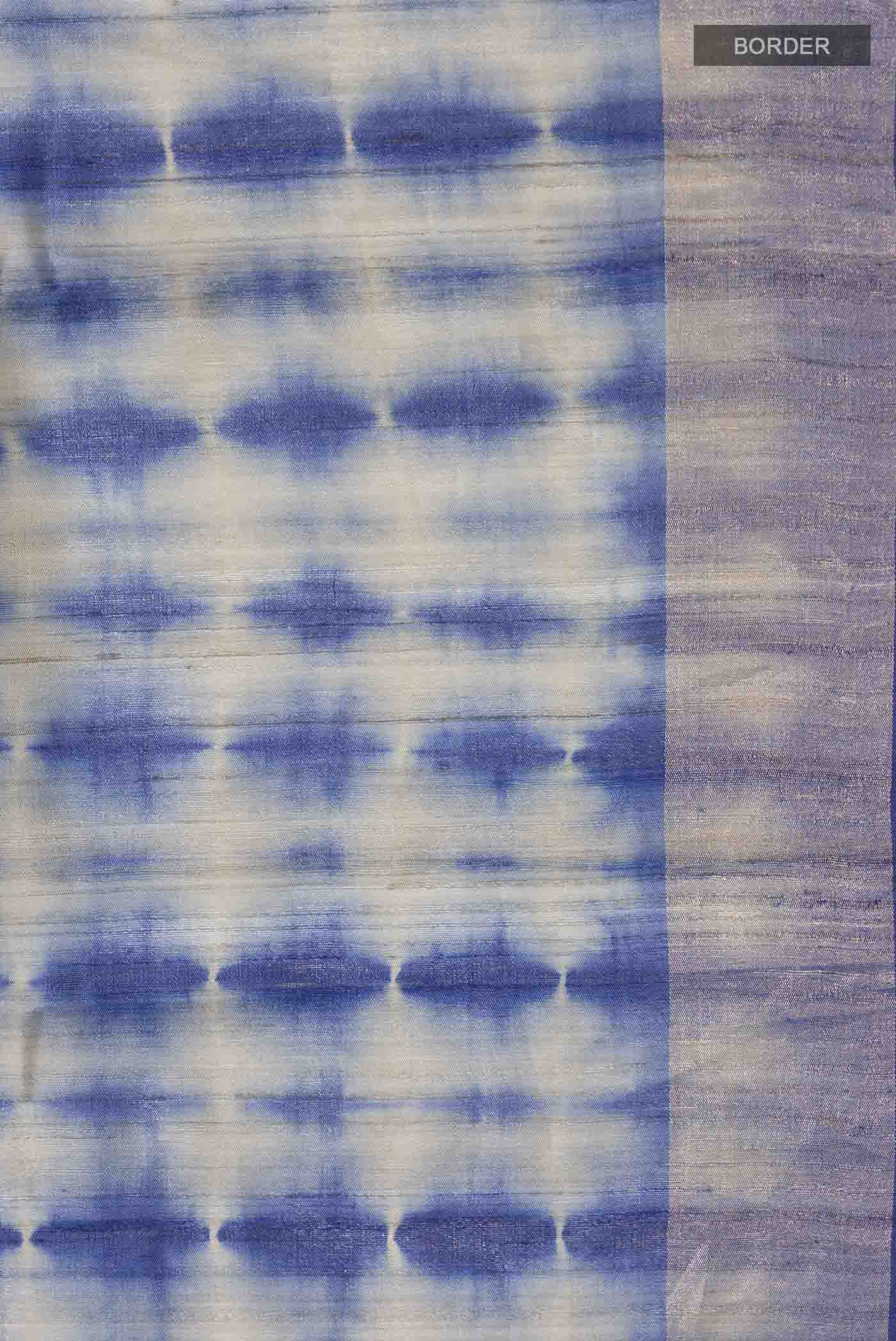 Blue Tussar Silk Saree - Image 3
