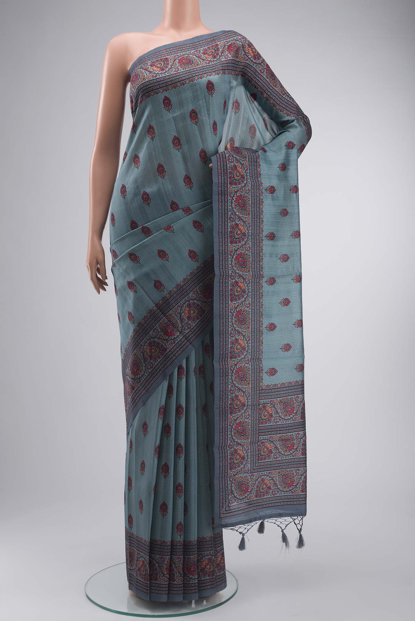 Blue Tussar Silk Saree