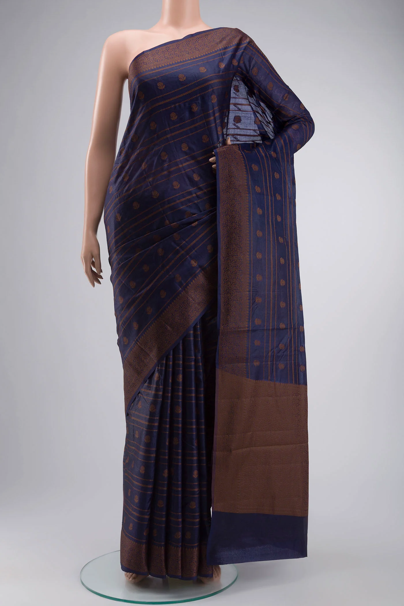 Blue Tussar Silk Saree