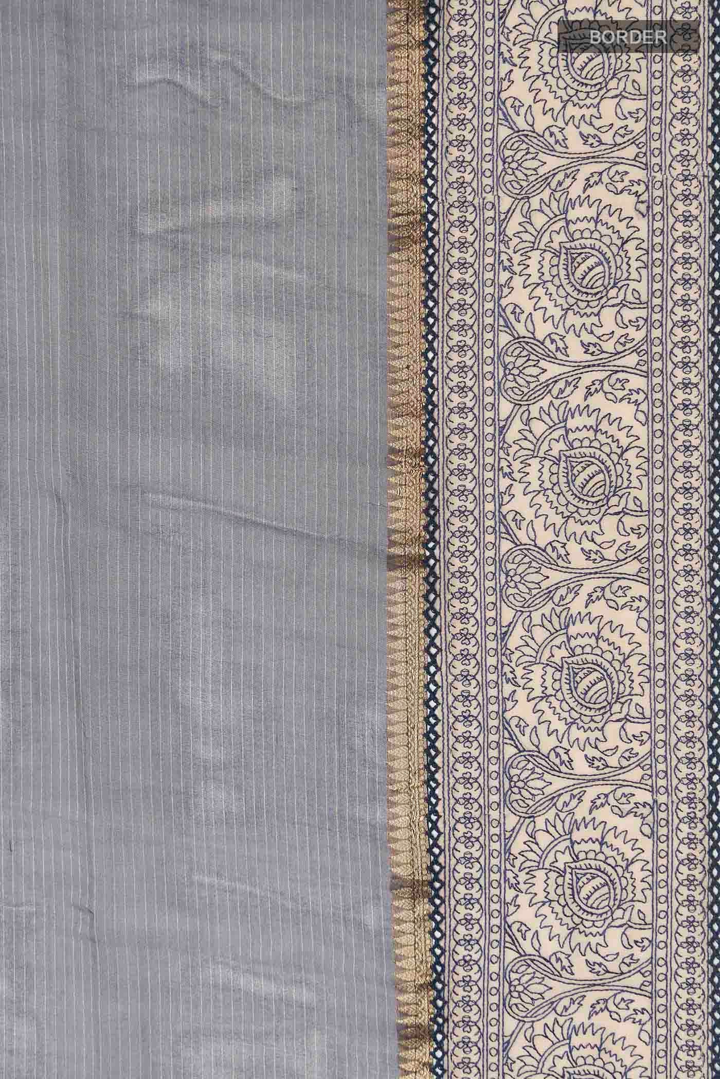 Blue Tussar Silk Saree - Image 3
