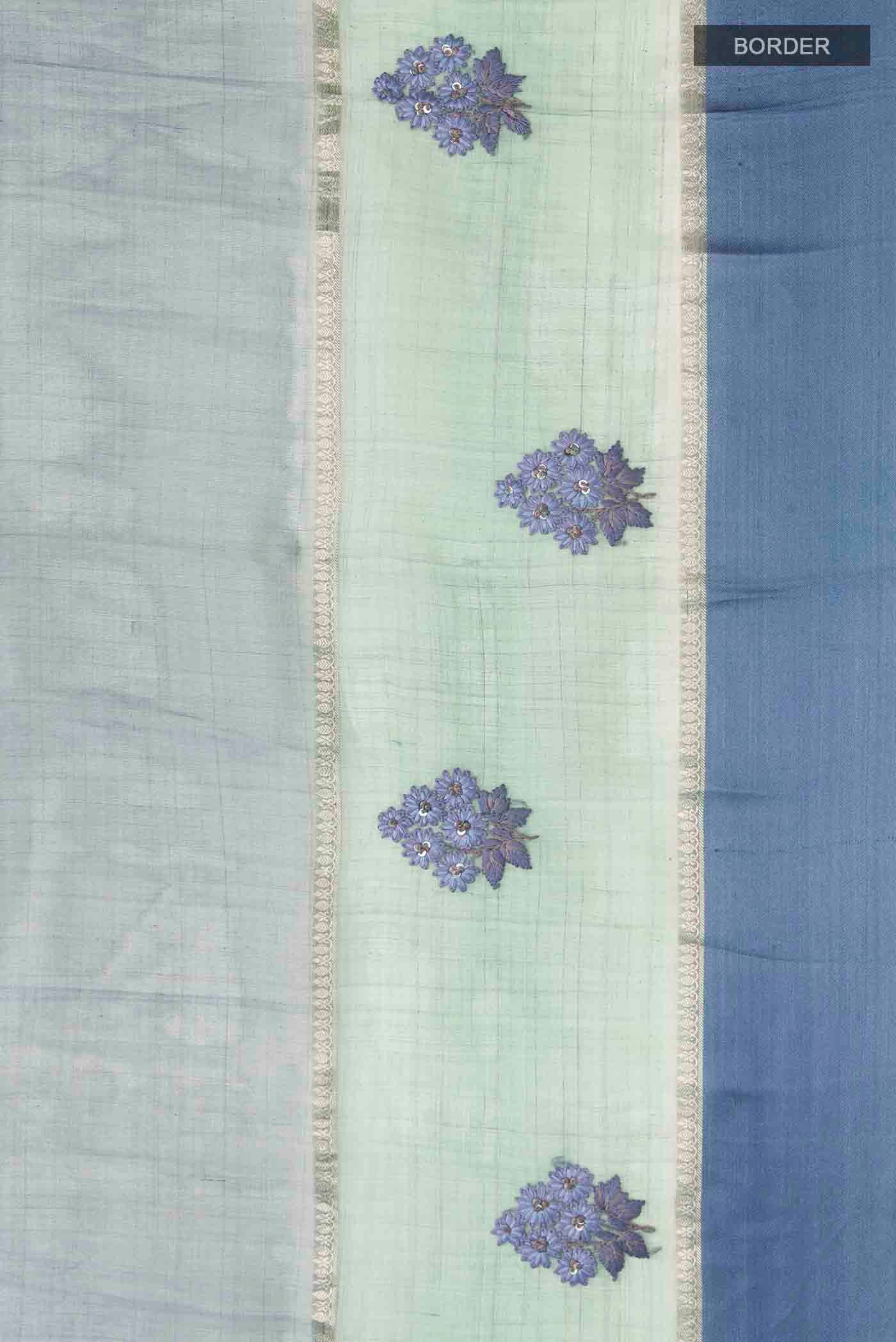 Blue Tussar Silk Saree - Image 3