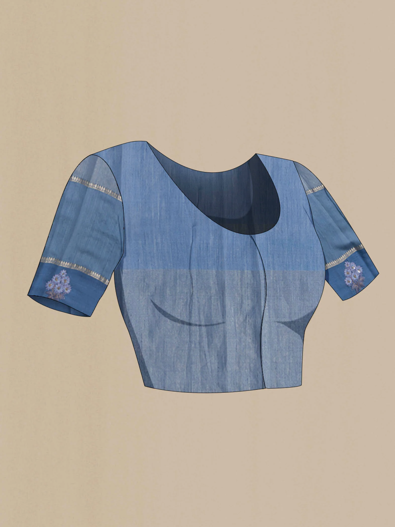 Blue Tussar Silk Saree - Image 4