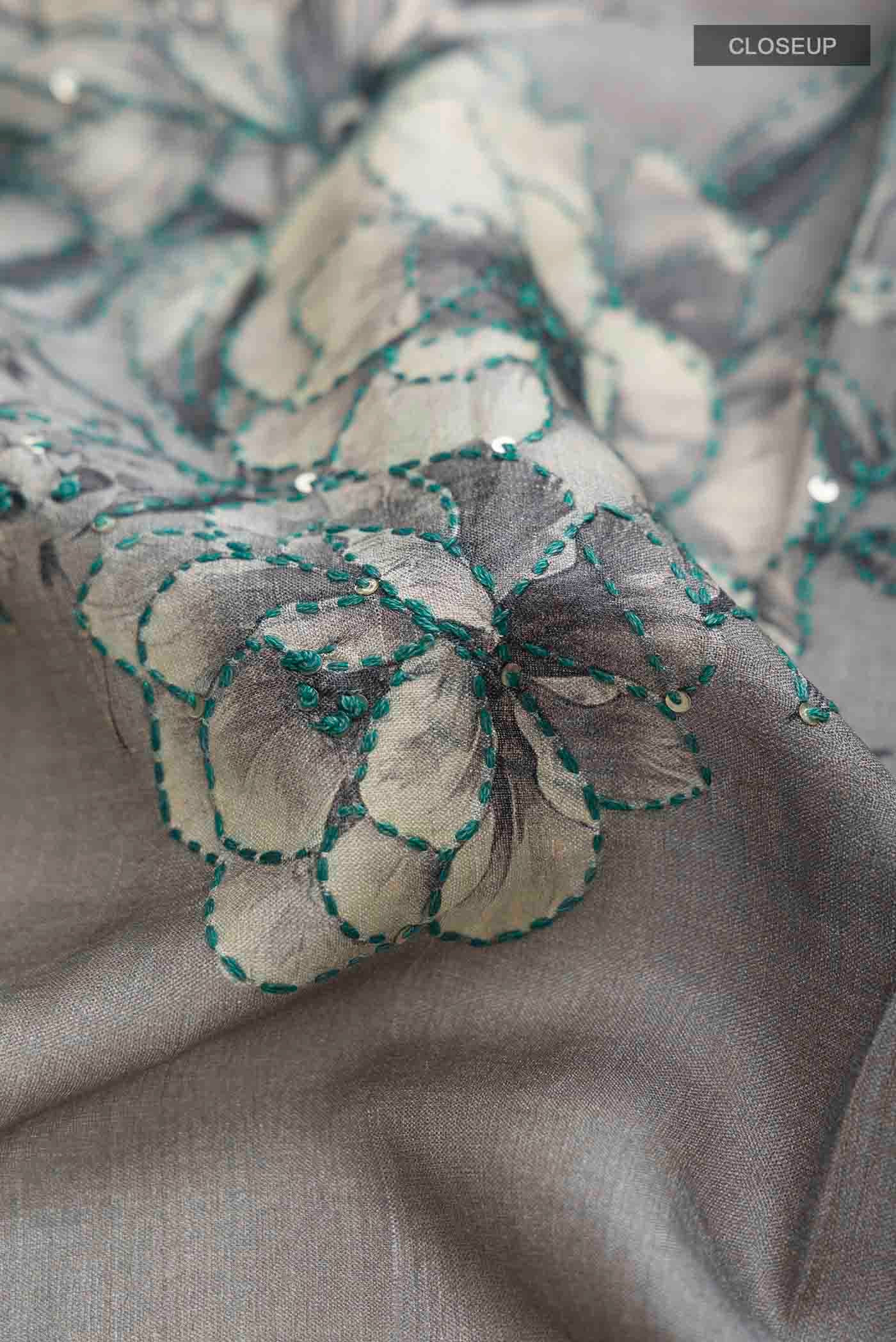 Blue Tussar Silk Saree - Image 2