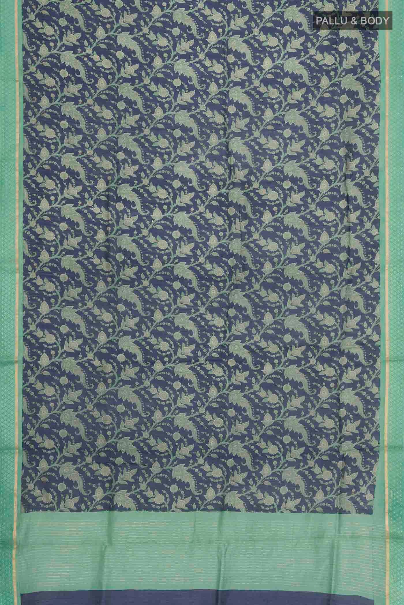 Blue Tussar Silk Saree - Image 5