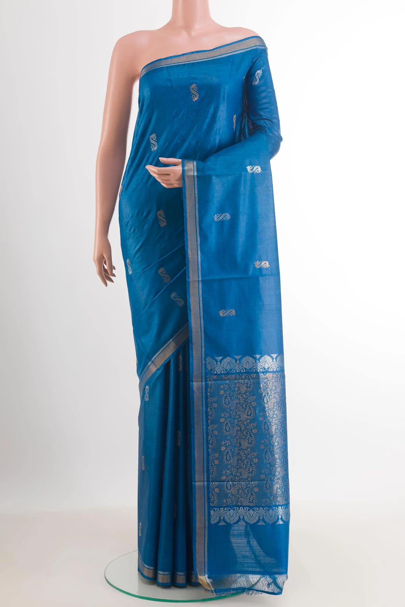 Royal Blue Tussar Silk Saree