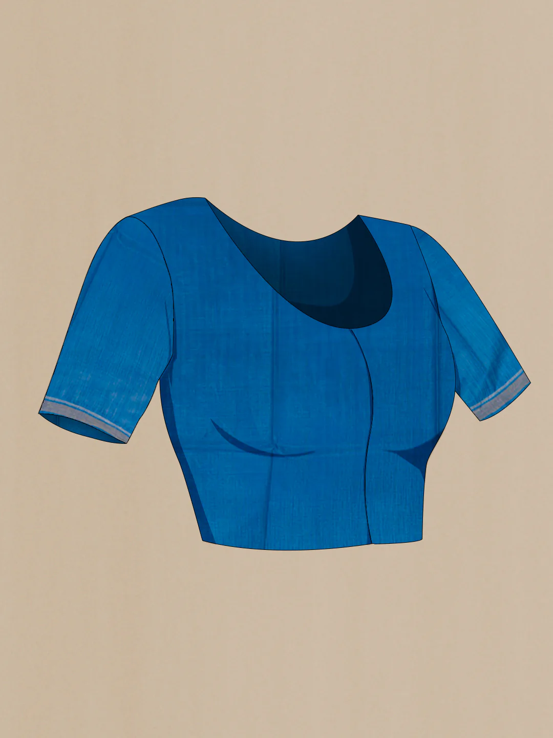 Royal Blue Tussar Silk Saree - Image 2