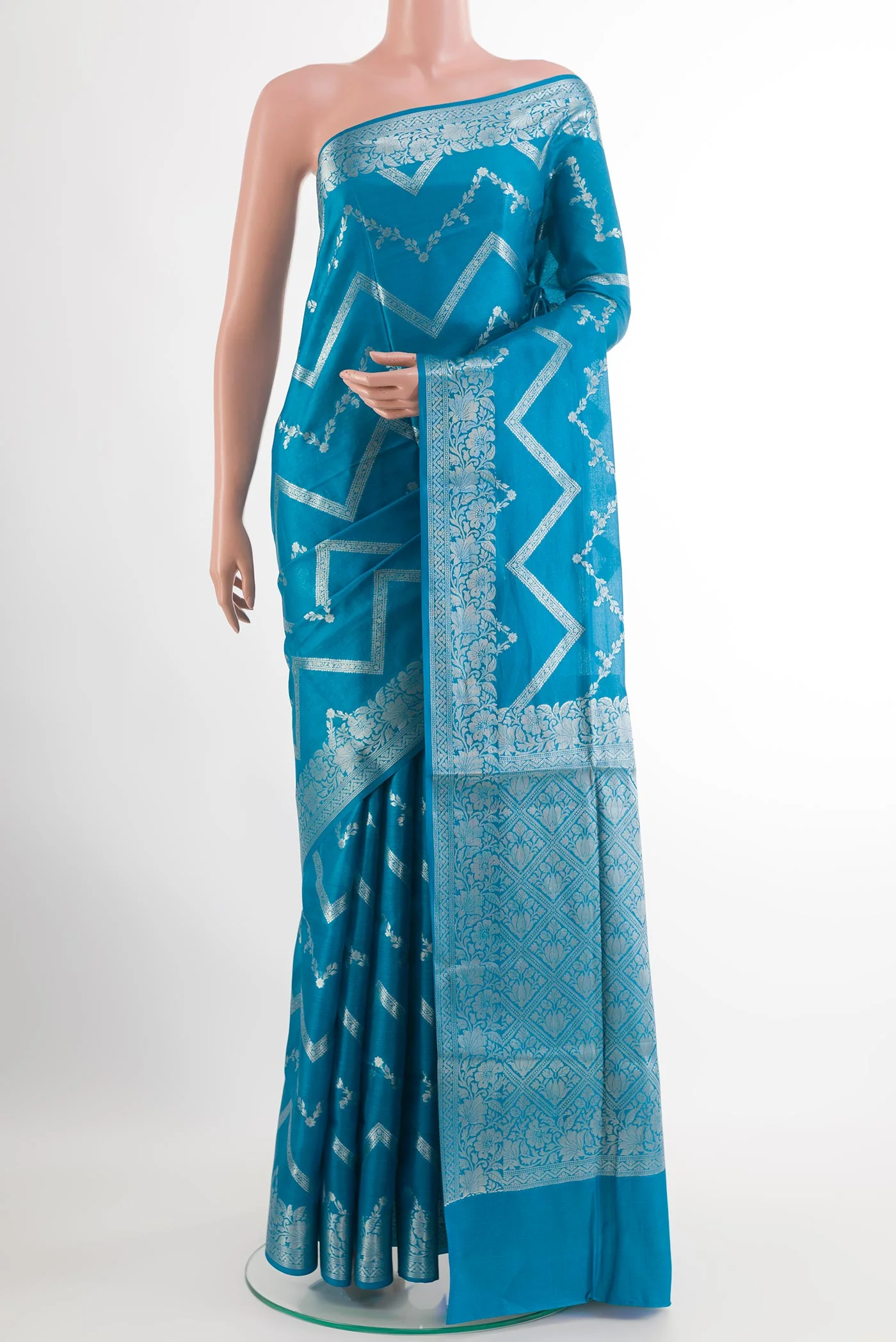 Blue Tussar Silk Saree