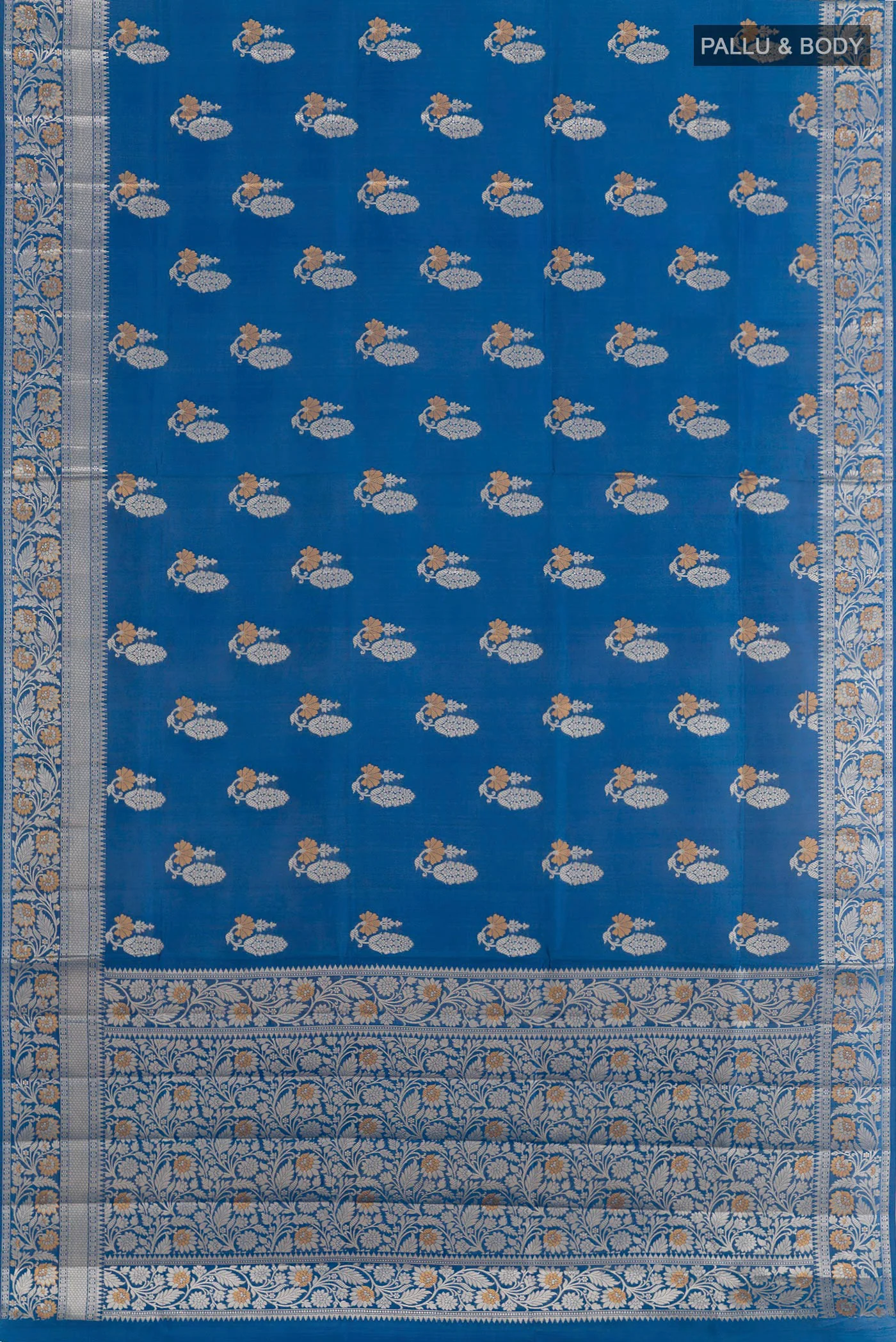 Blue Banarasi Raw Silk Saree - Image 3