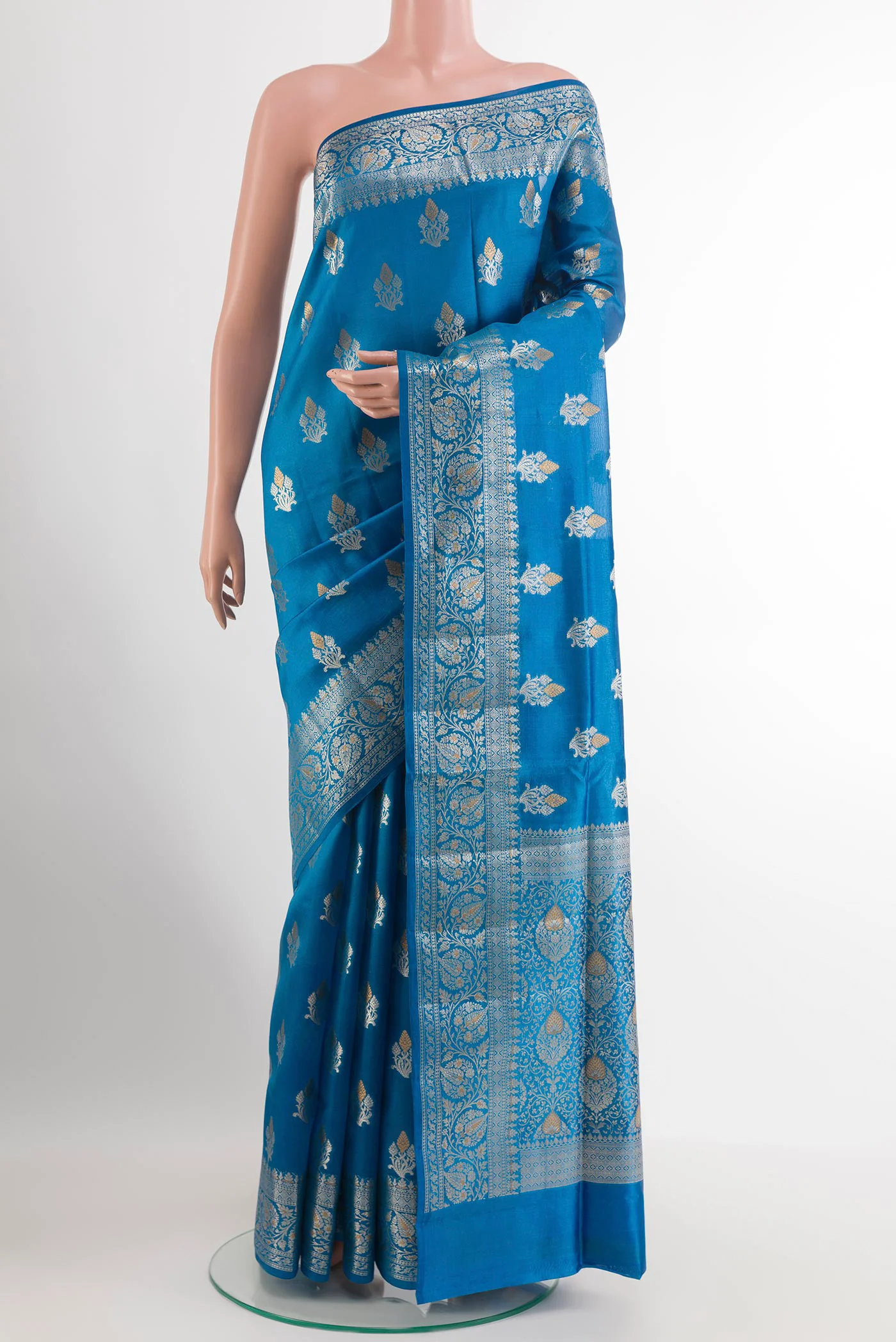 Blue Banarasi Raw Silk Saree