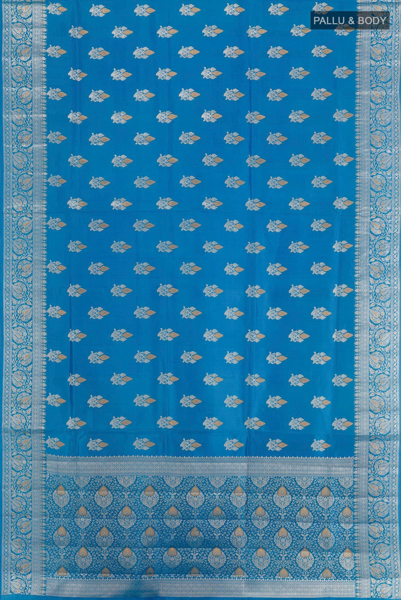 Blue Banarasi Raw Silk Saree - Image 3