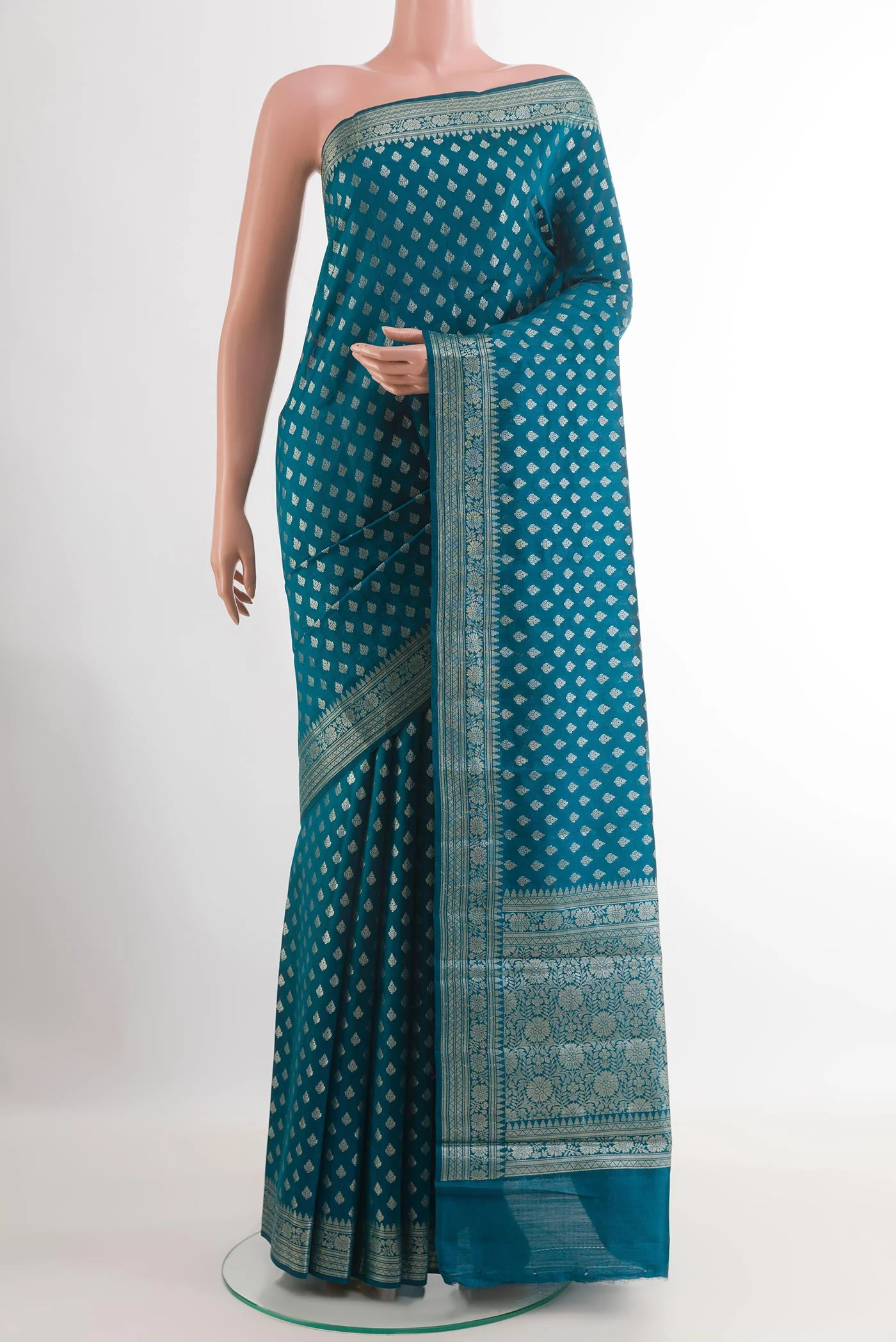 Blue Banarasi Raw Silk Saree