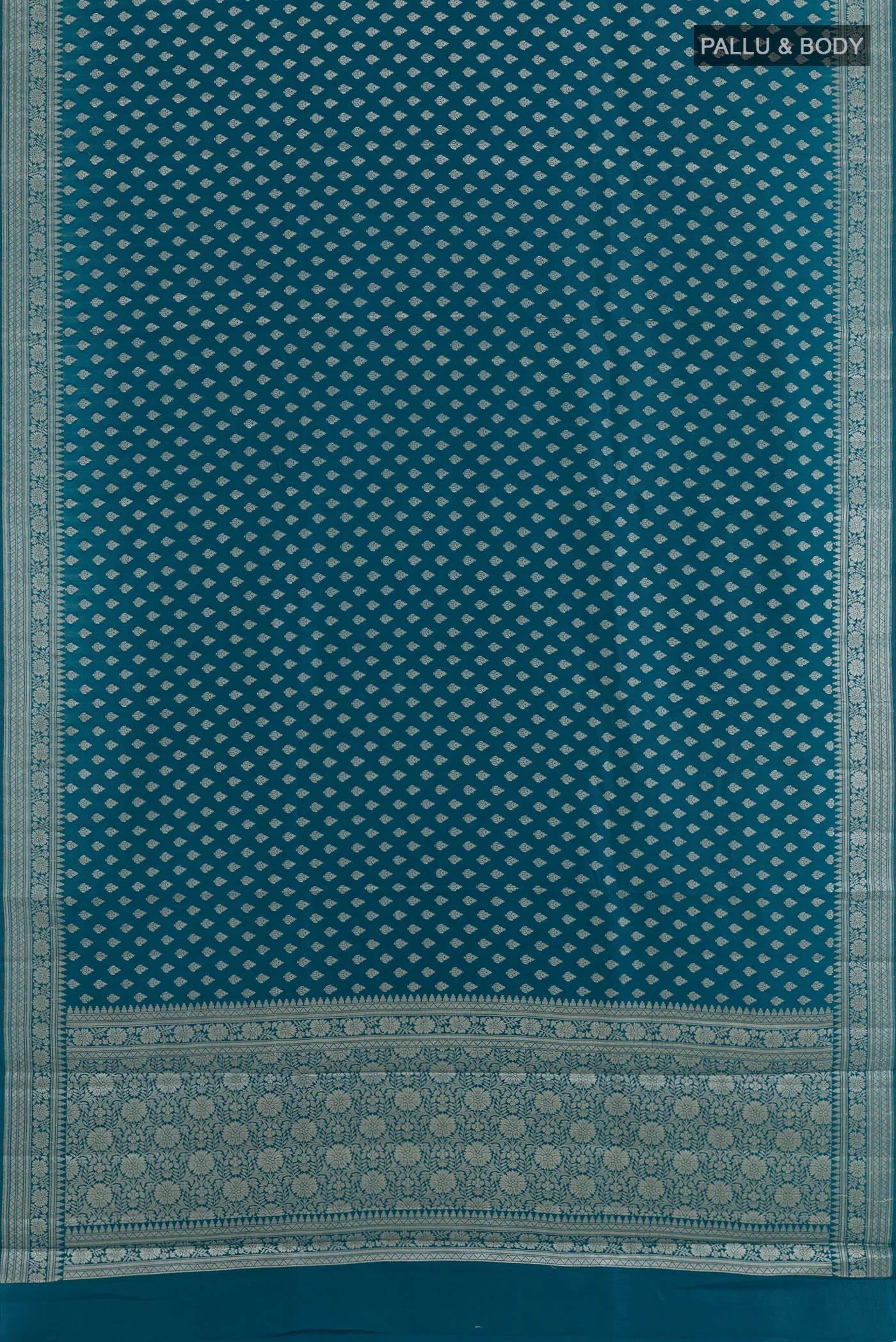 Blue Banarasi Raw Silk Saree - Image 3