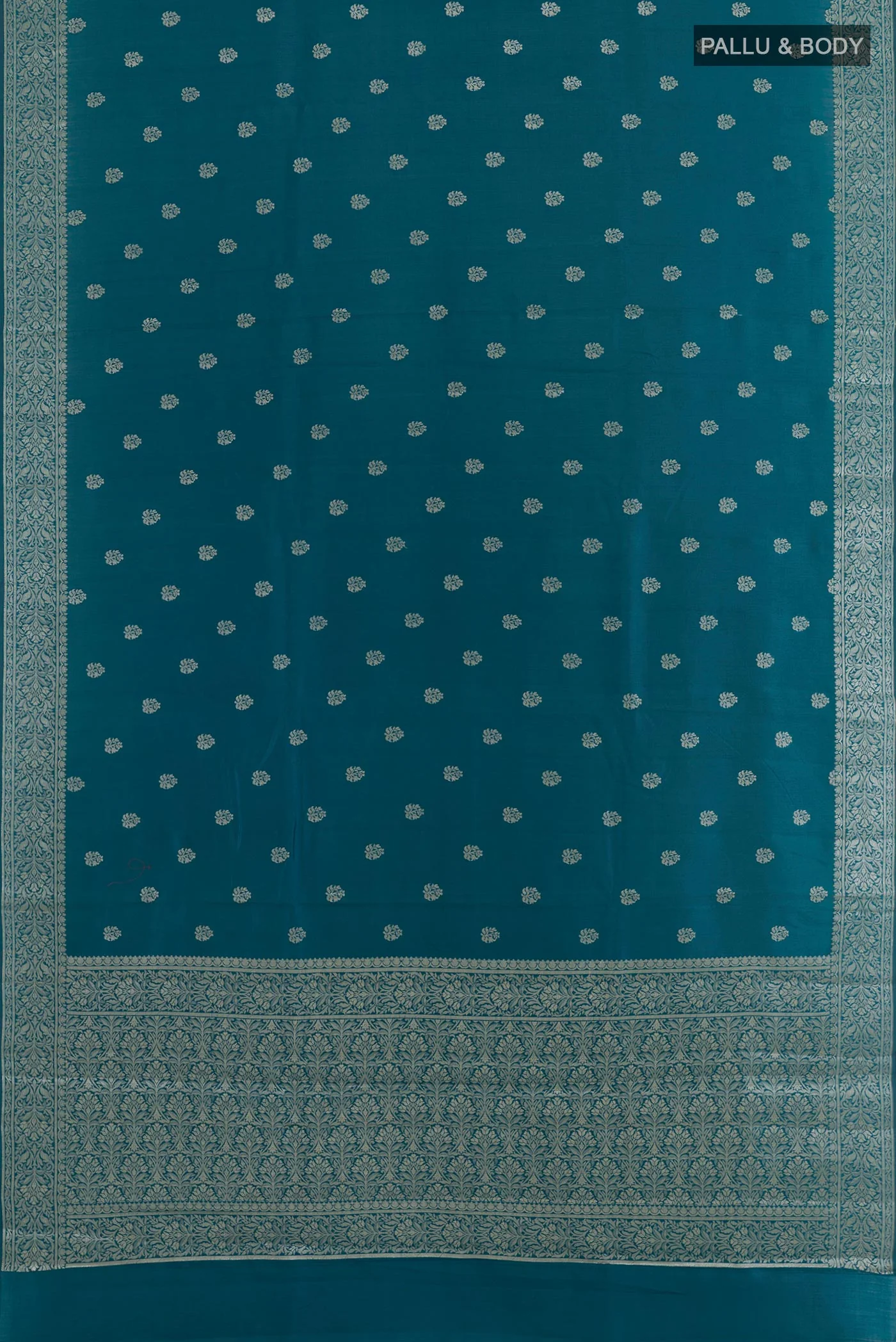 Blue Banarasi Raw Silk Saree - Image 3