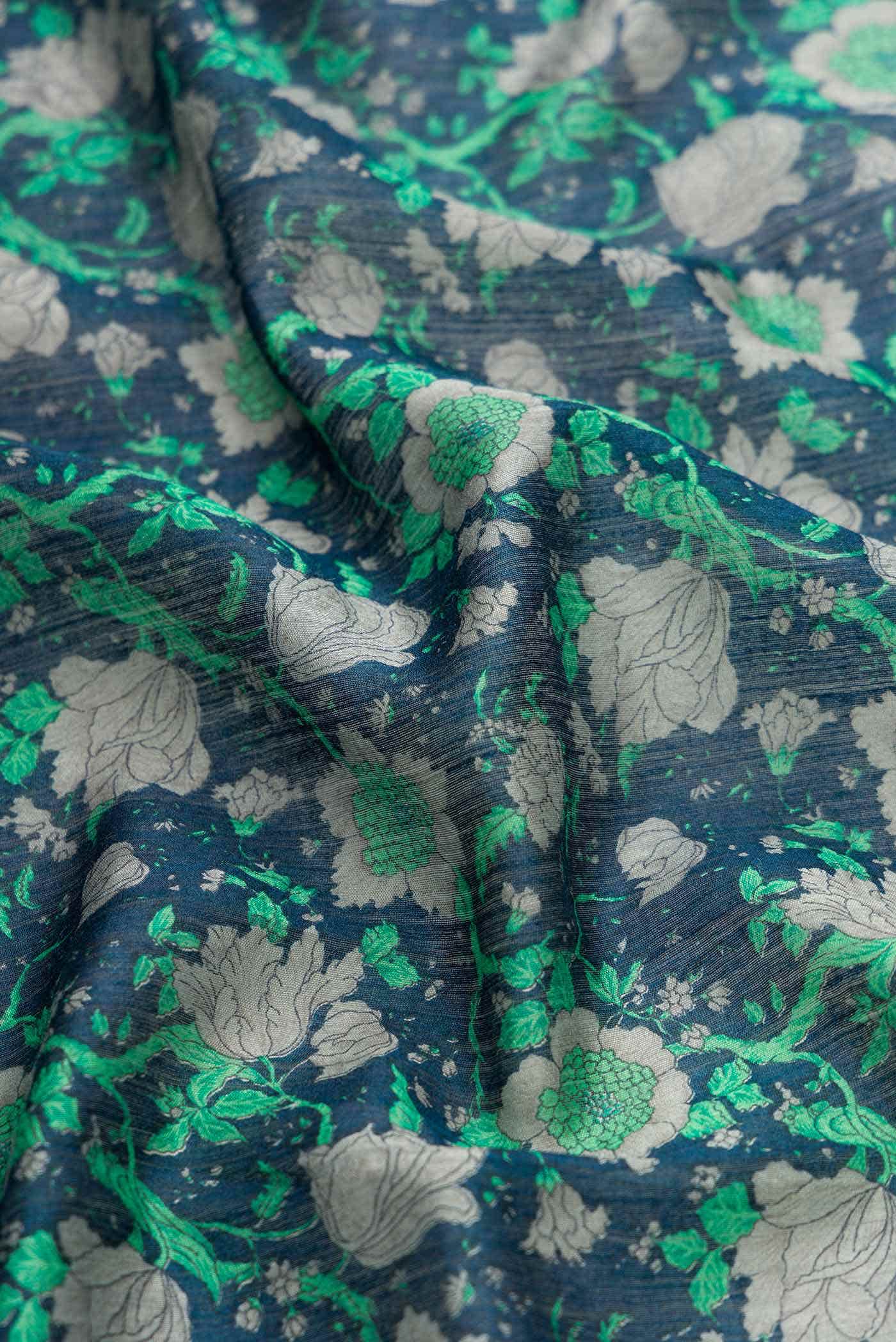 Blue Tussar Silk Saree - Image 2