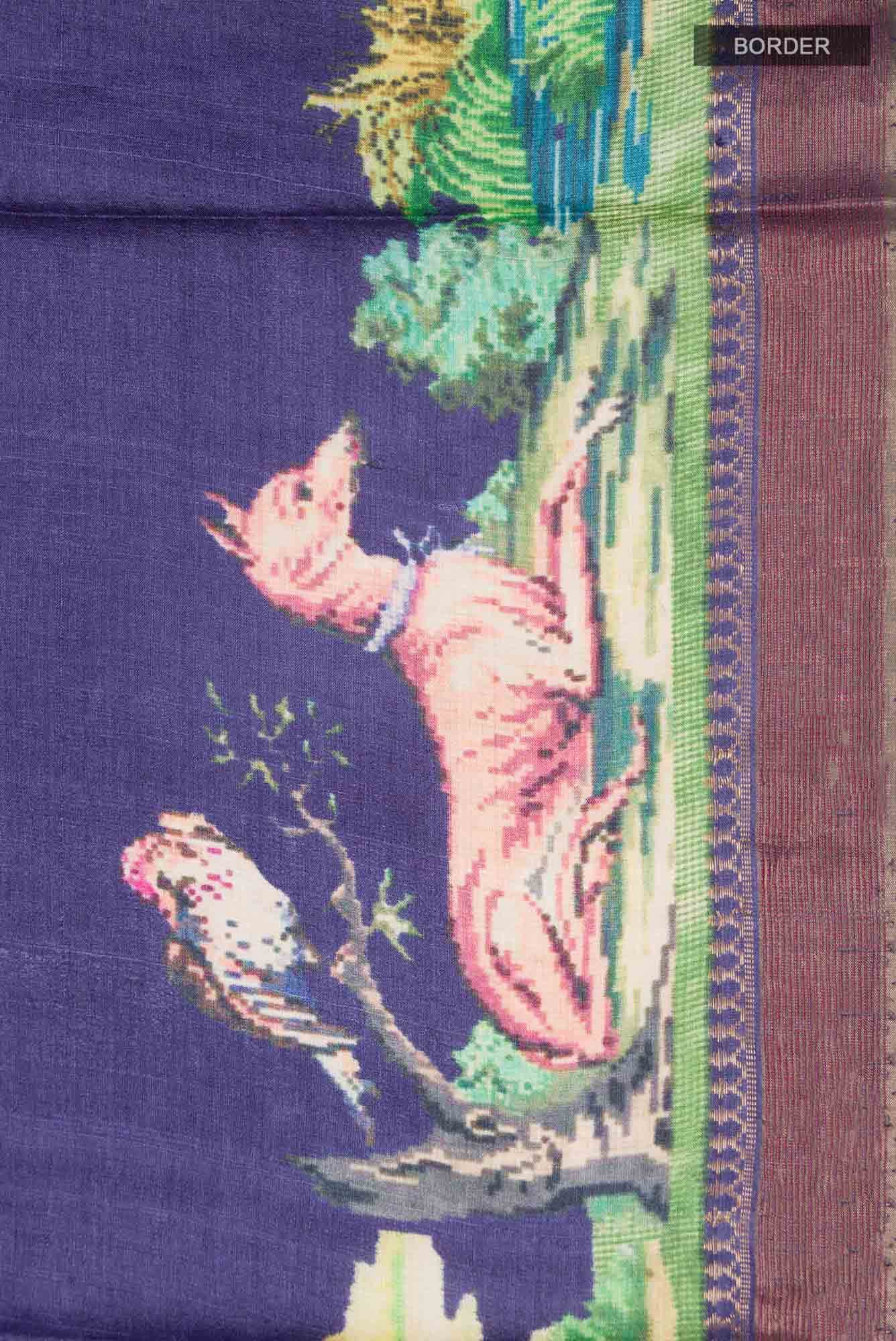 Blue Tussar Silk Saree - Image 4