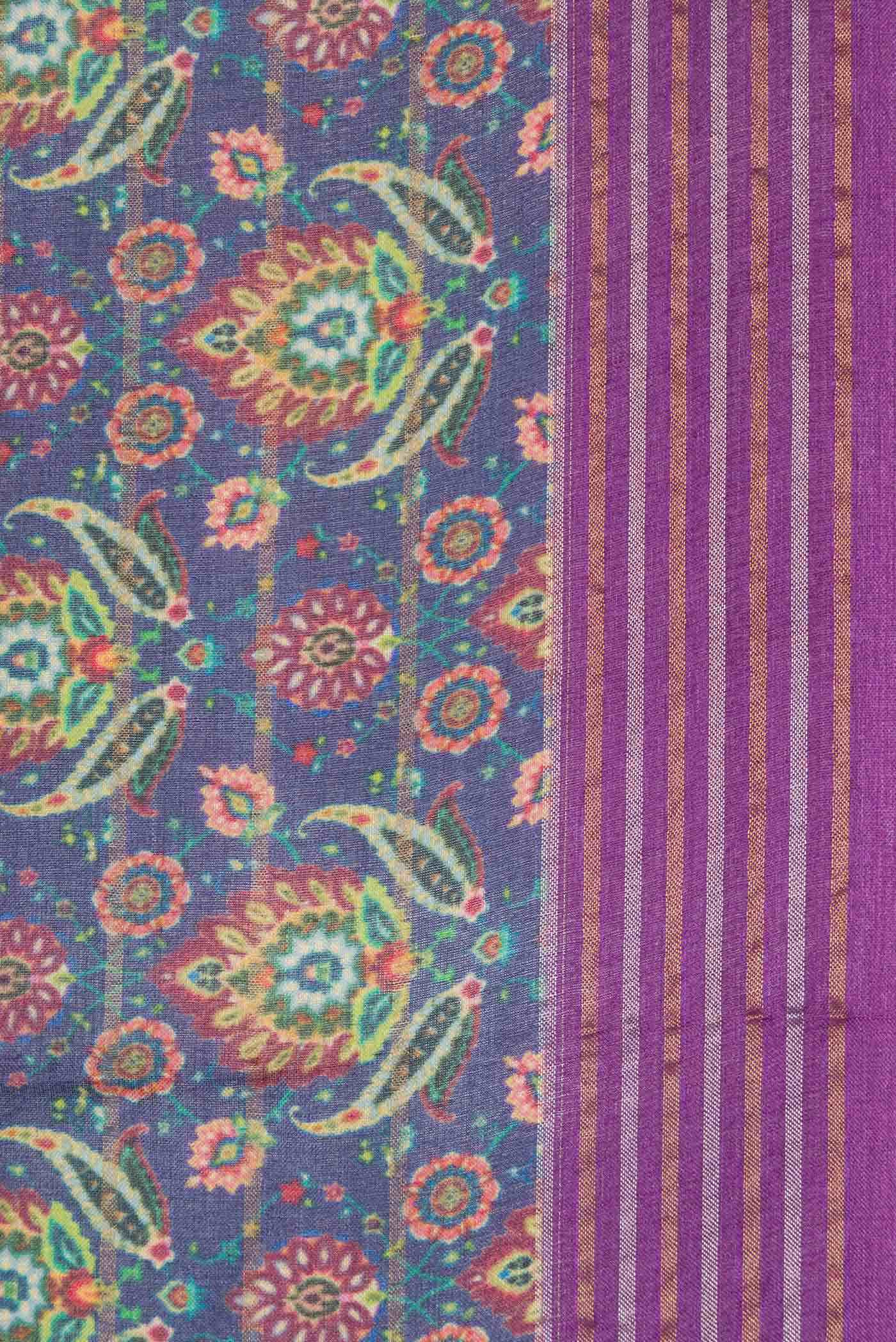 Blue Tussar Silk Saree - Image 3