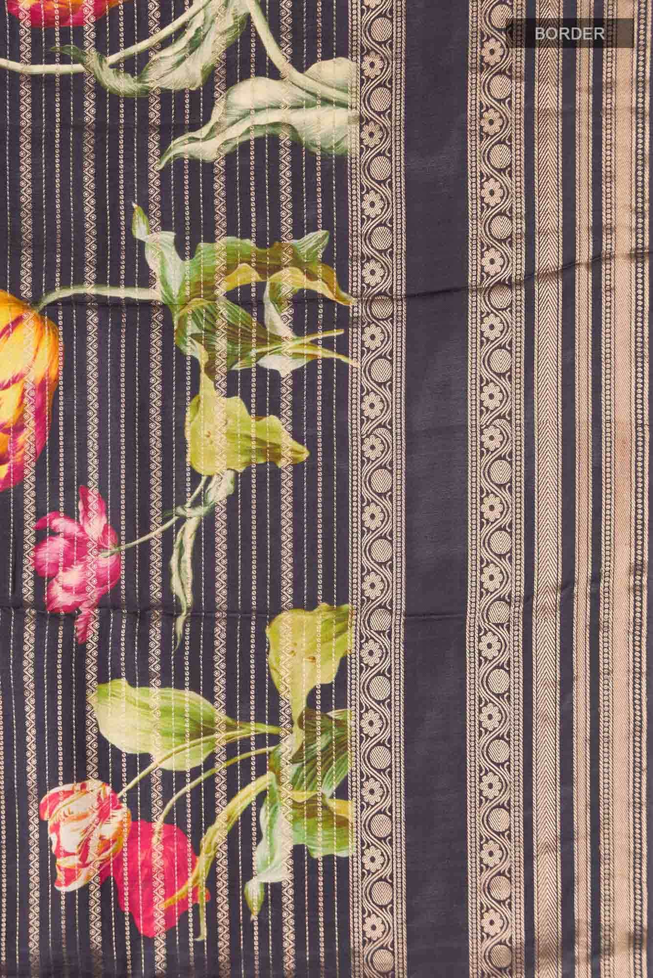 Blue Tussar Silk Saree - Image 5