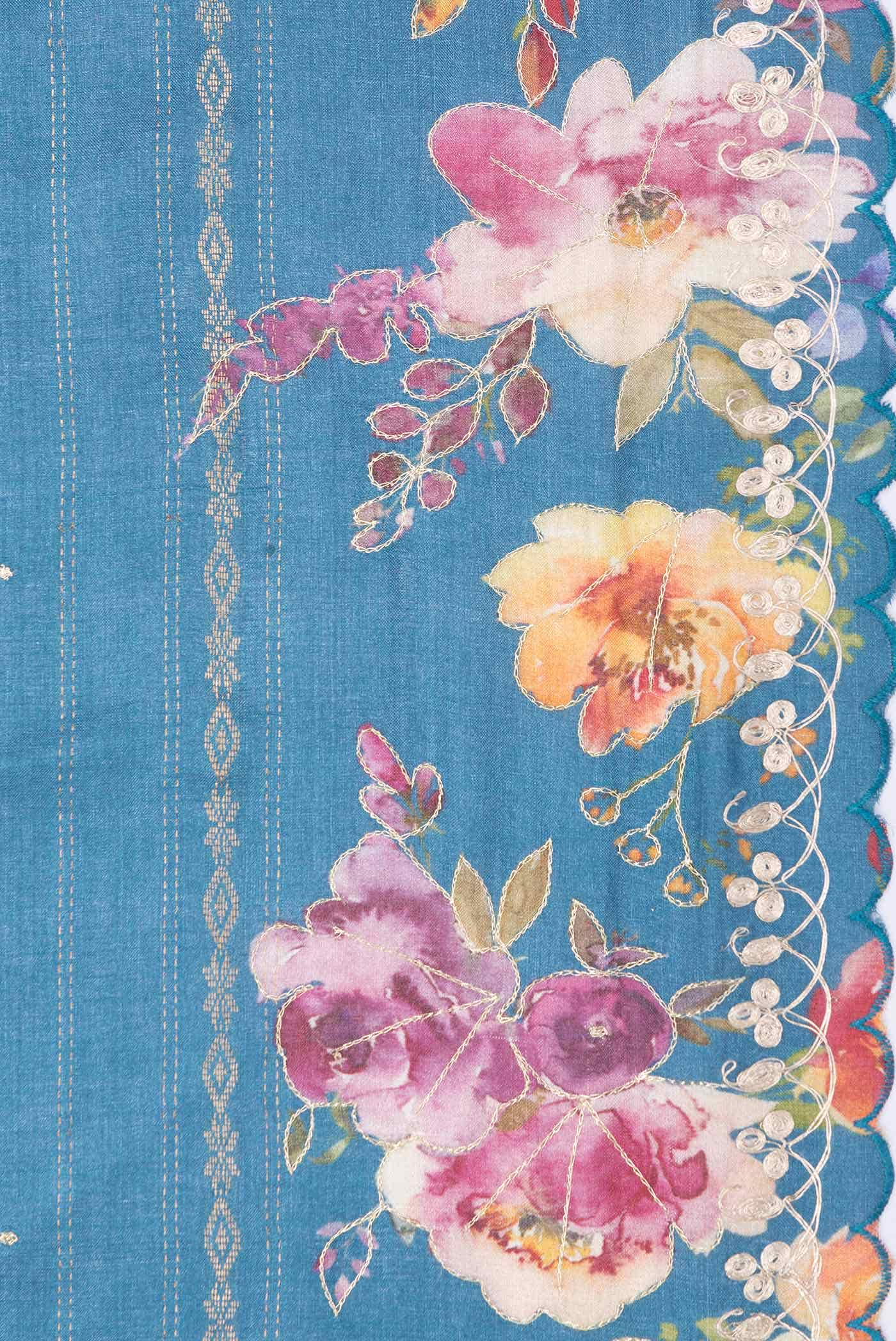 Blue Tussar Silk Saree - Image 5