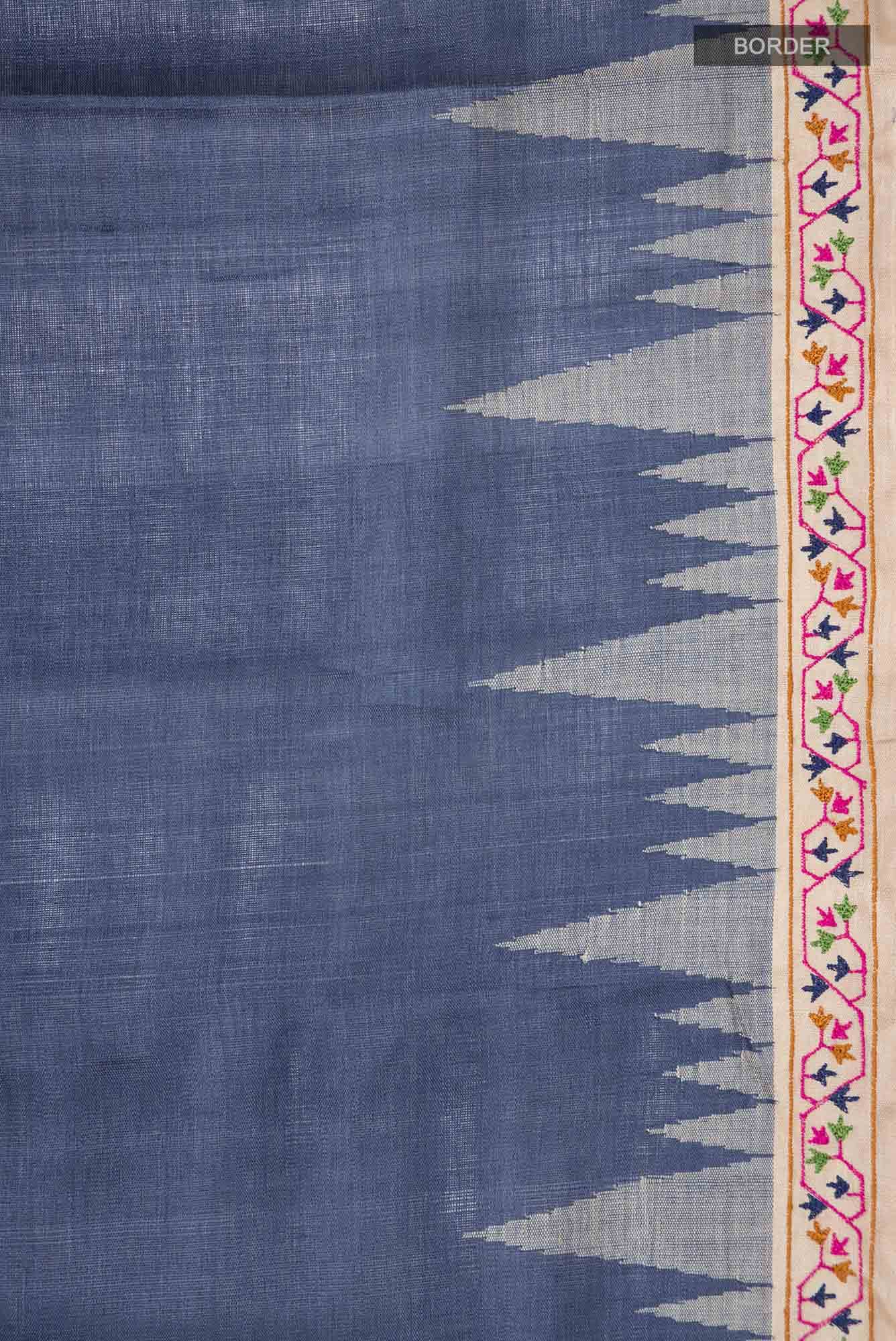 Blue Tussar Silk Saree - Image 6