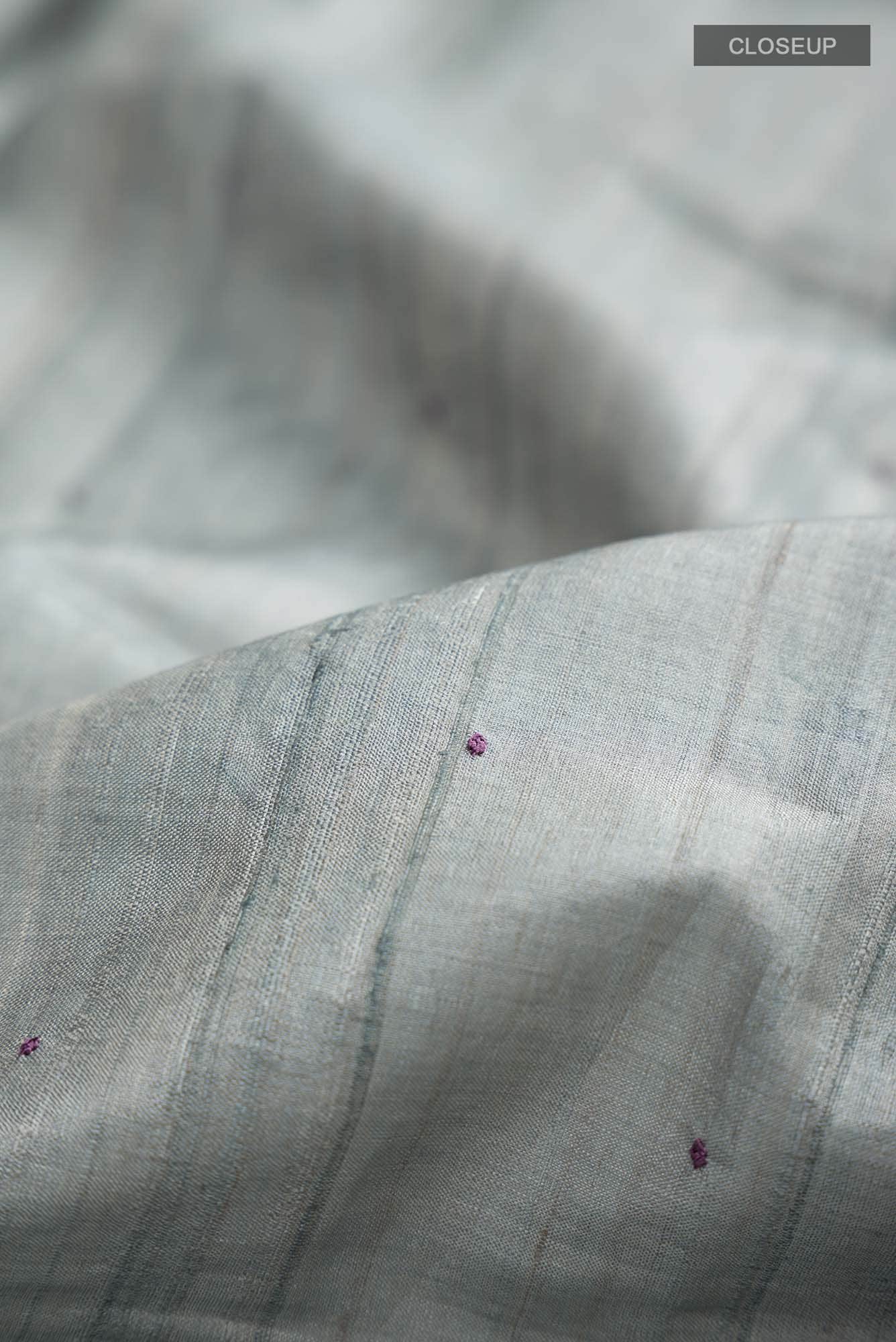 Grey Tussar Silk Saree - Image 3