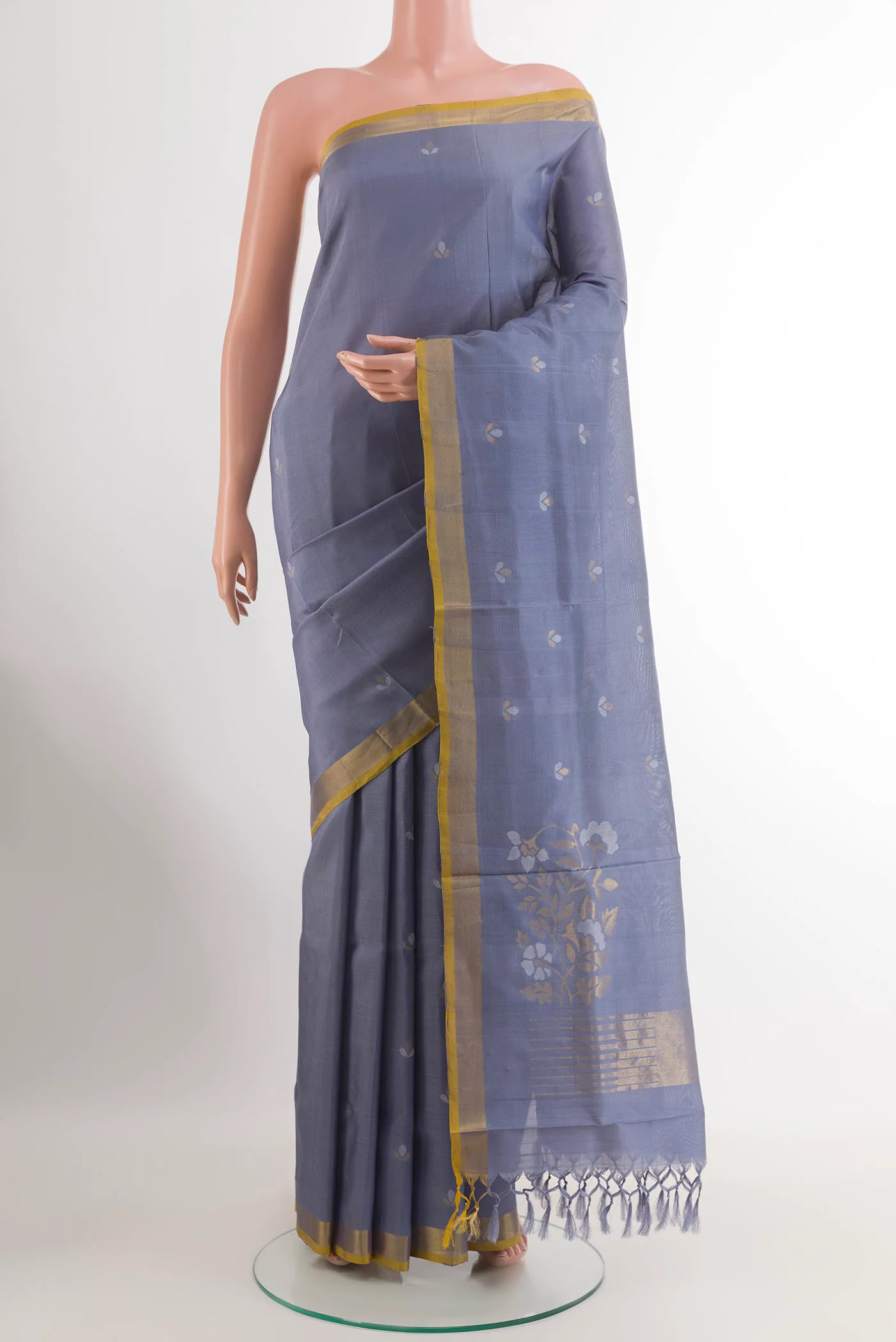 Blue Grey Uppada Silk Saree