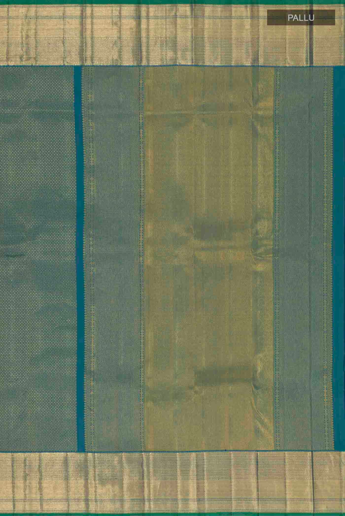 Blue with Green Color Kanchipuram Silk Saree - Image 6