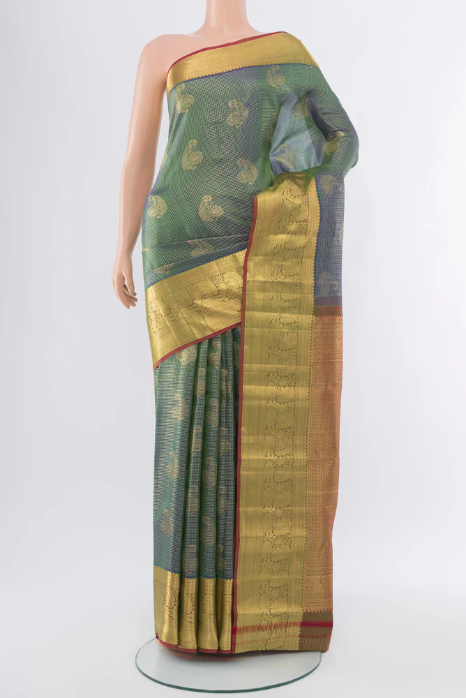 Blue with Green Color Kanchipuram Silk Saree