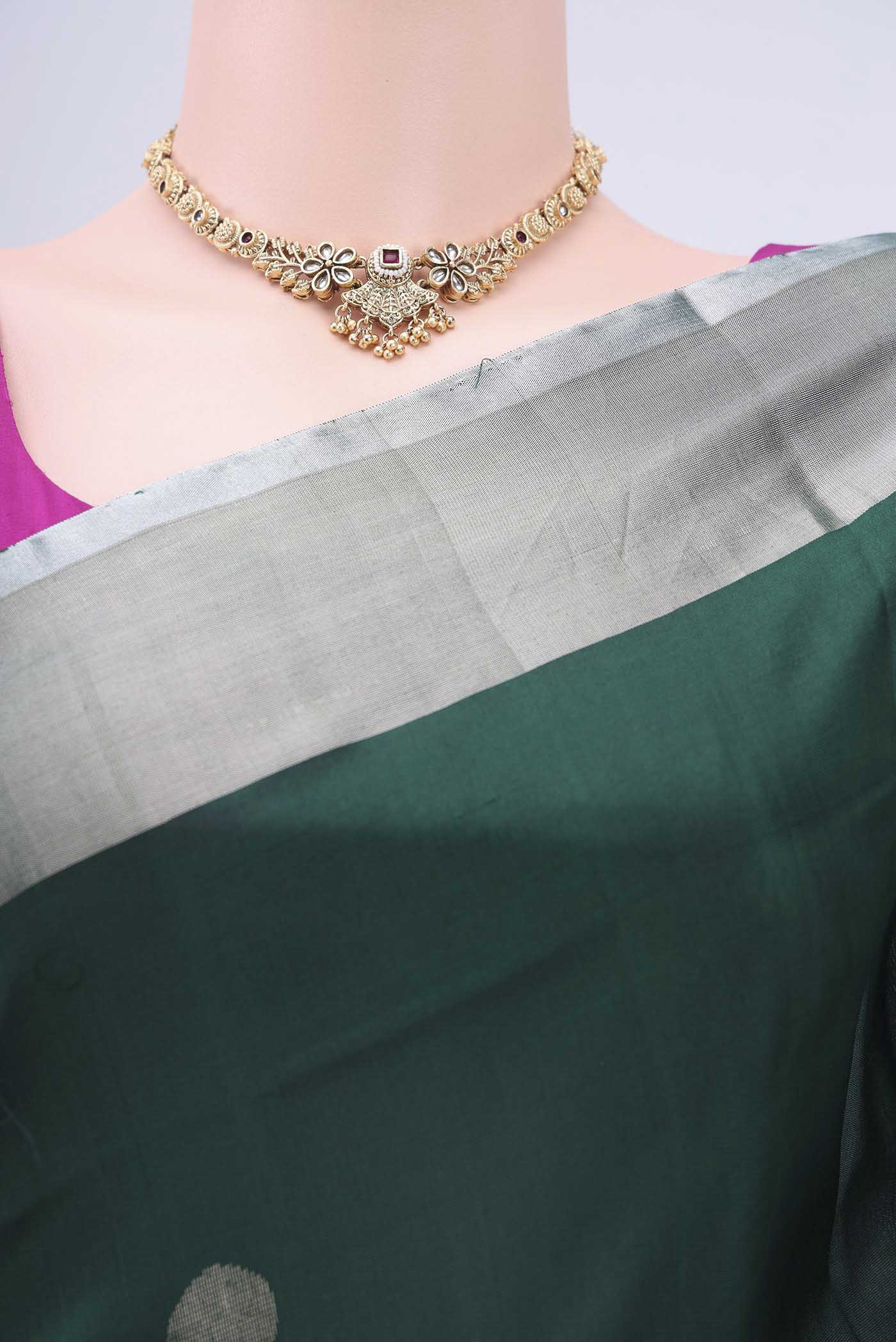 Green Uppada Silk Saree - Image 2