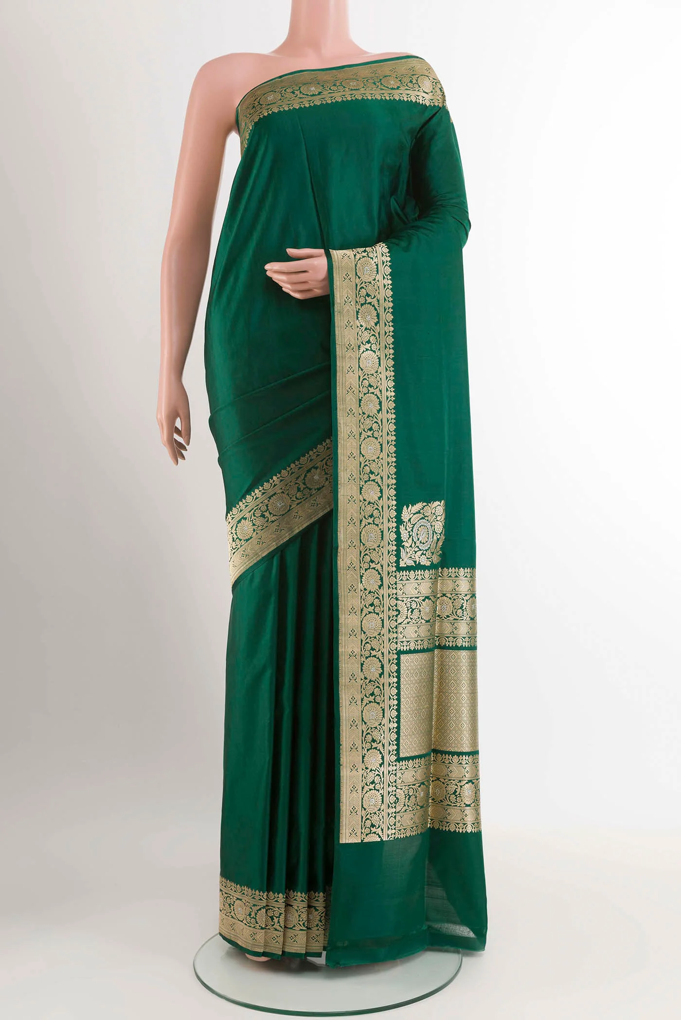 Bottle Green Banarasi Silk Saree